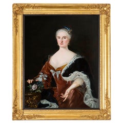 18th Century Oil Portrait of a Noble Lady in Red
