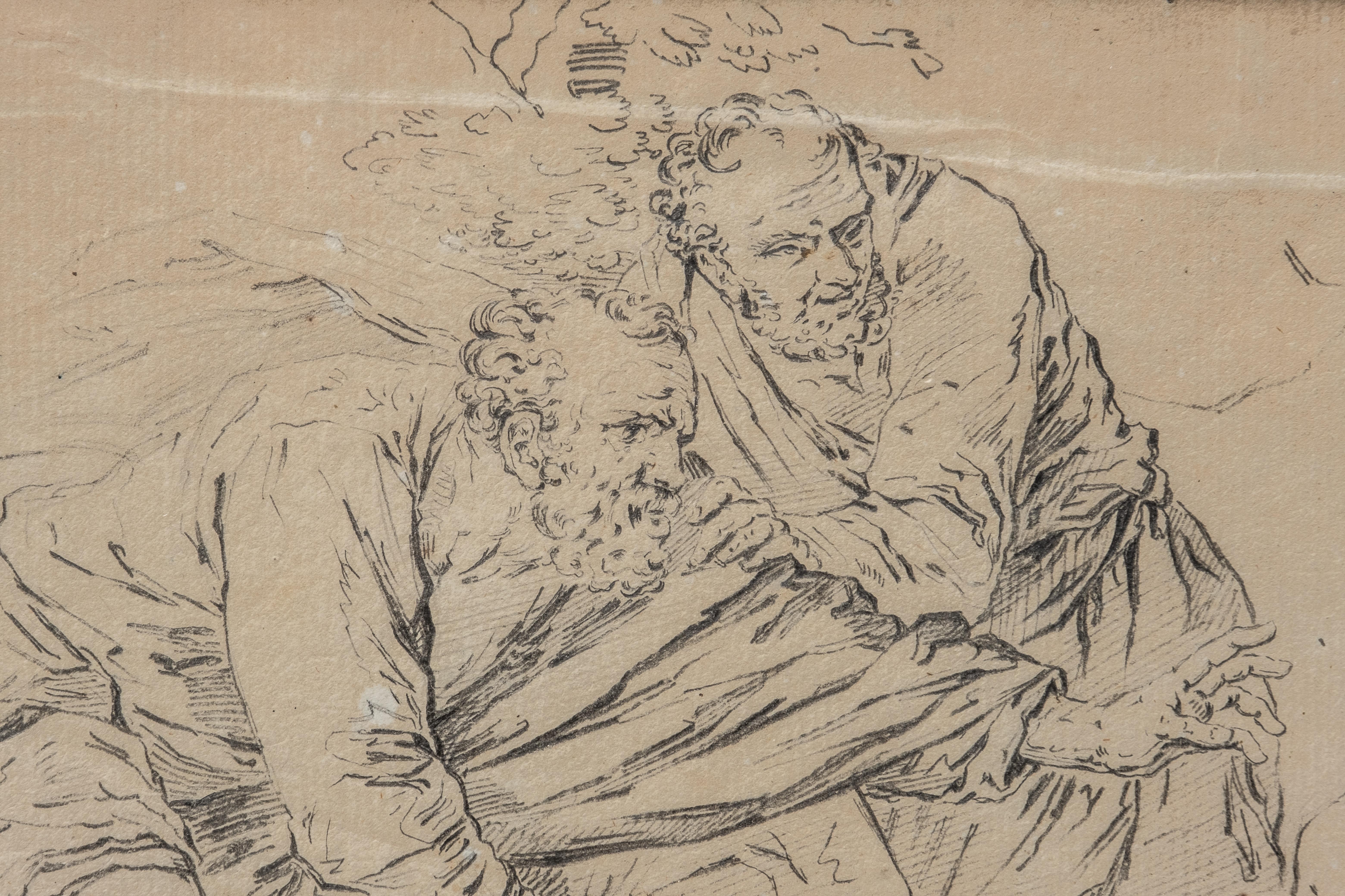 Alte Meister-Zeichnung „Suzanne und die Älteren“, 18. Jahrhundert im Zustand „Gut“ im Angebot in Hudson, NY