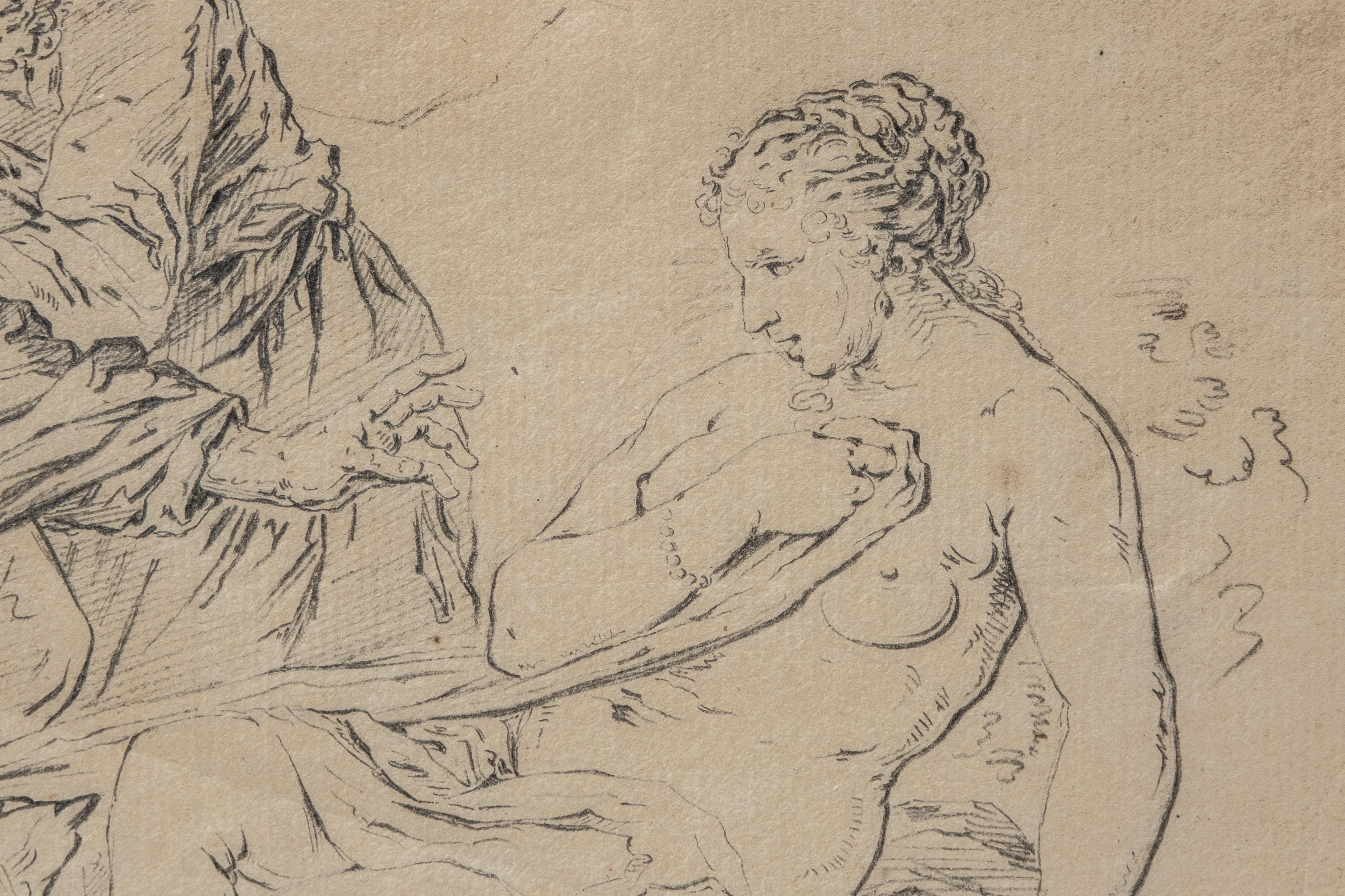 Alte Meister-Zeichnung „Suzanne und die Älteren“, 18. Jahrhundert (18. Jahrhundert und früher) im Angebot