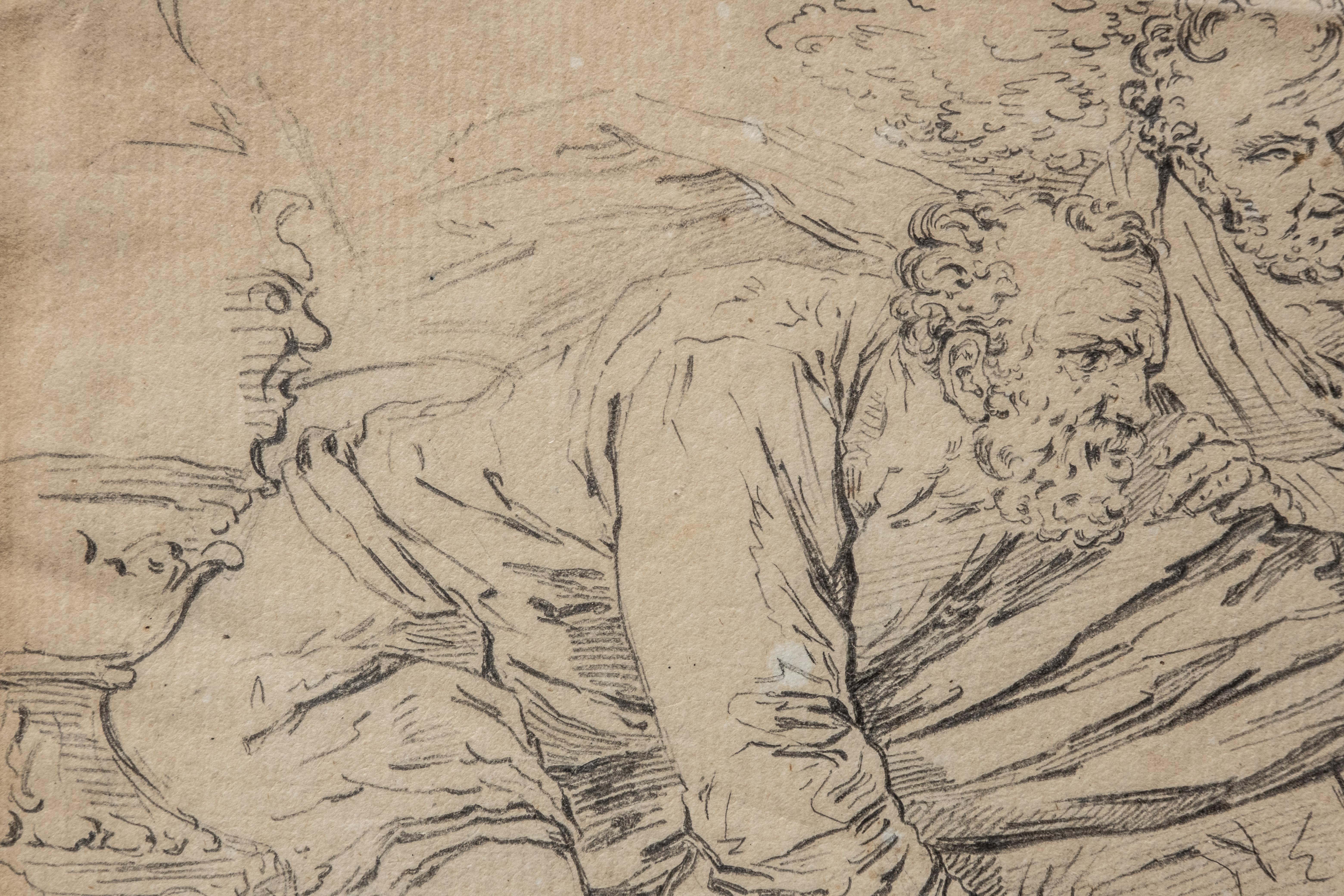 Alte Meister-Zeichnung „Suzanne und die Älteren“, 18. Jahrhundert (Papier) im Angebot