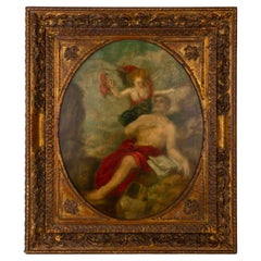Peinture à l'huile du 18ème siècle vision de Saint Jérôme