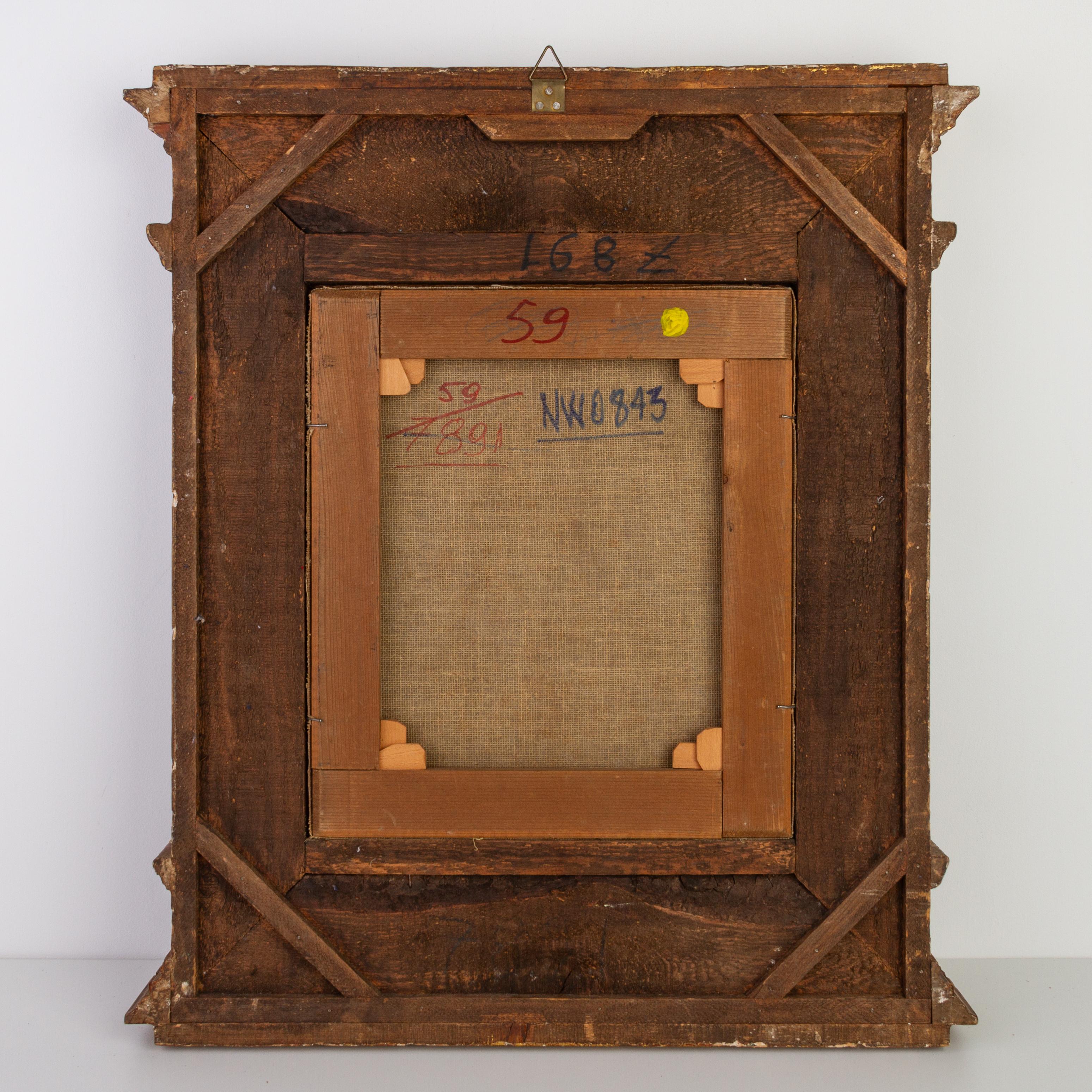 18th Century and Earlier 18th Century Old Master Oil Painting Vision of the Virgin Gilt Tabernacle Frame For Sale
