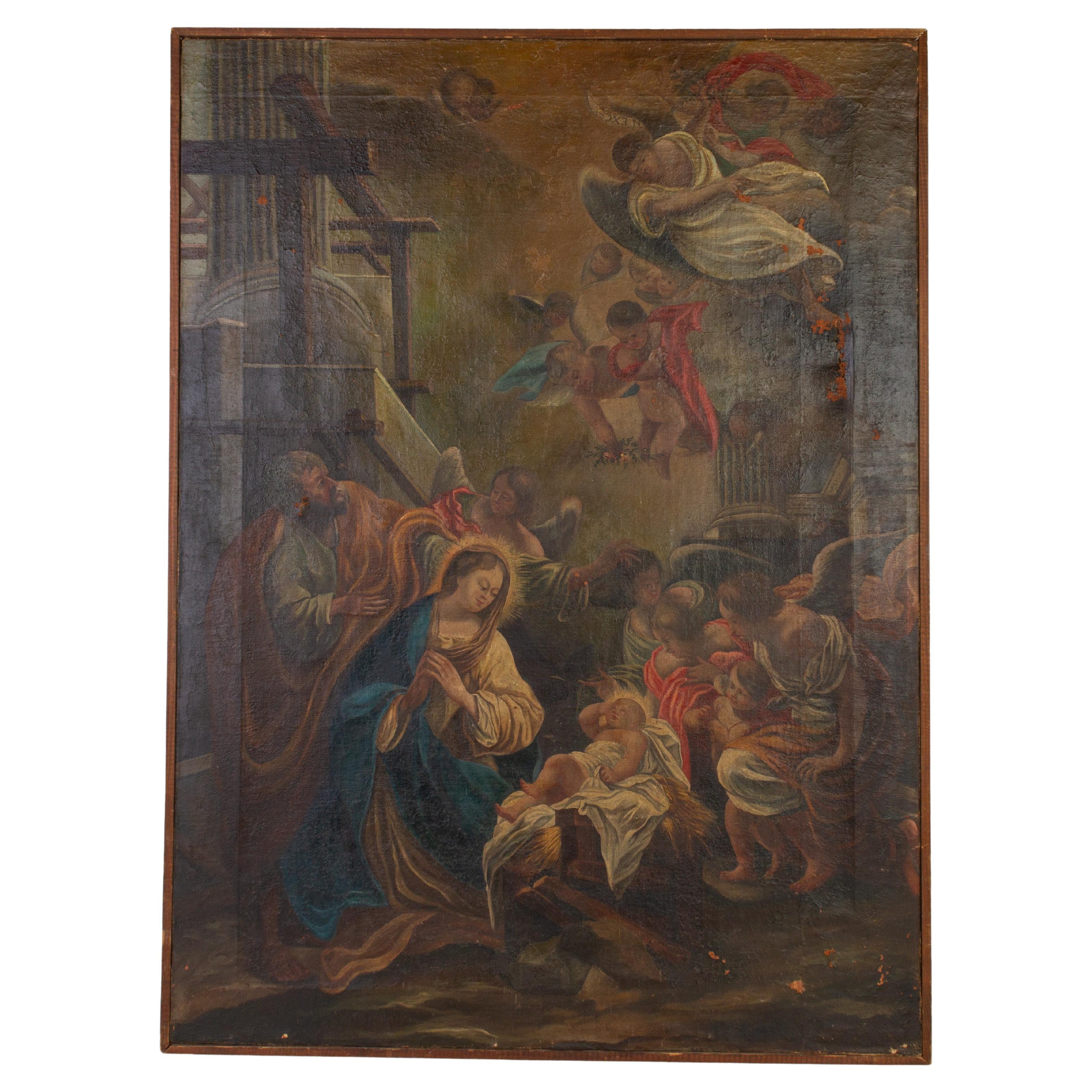 18th Century Old Master Painting Nativity  For Sale