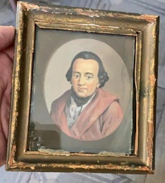 18th Century One Miniature Gouache Portraits of German Thinkers