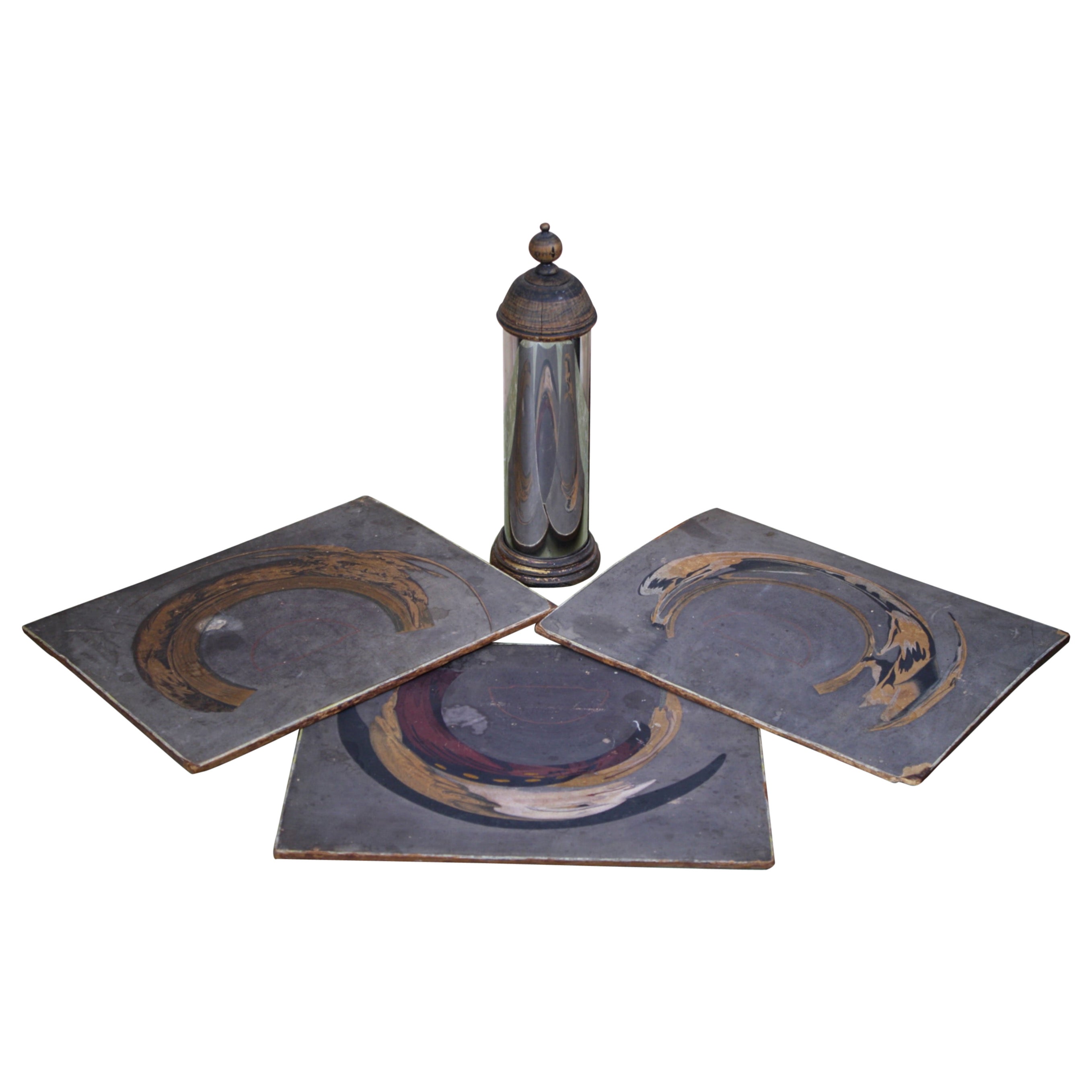 18th Century Optical Anamorphoscope 
Anamorphosis Hand Painted Imagery Curio