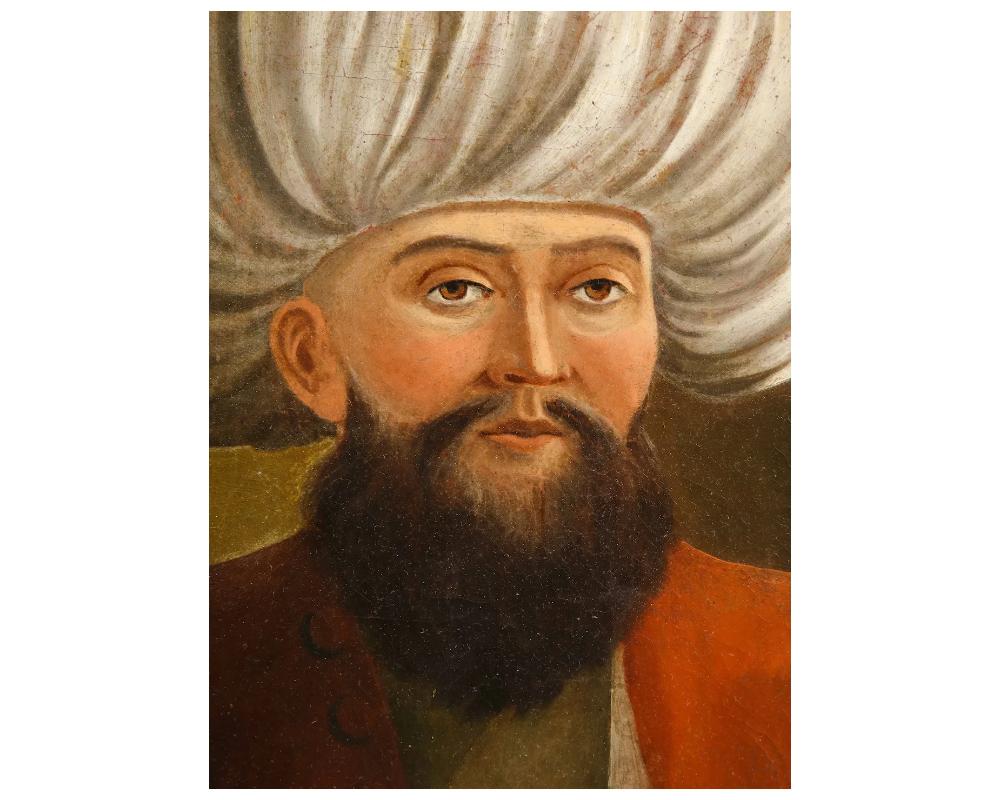 Inconnu Peinture orientaliste d'un sultan ottoman turc du 18ème siècle ou du 19ème siècle en vente
