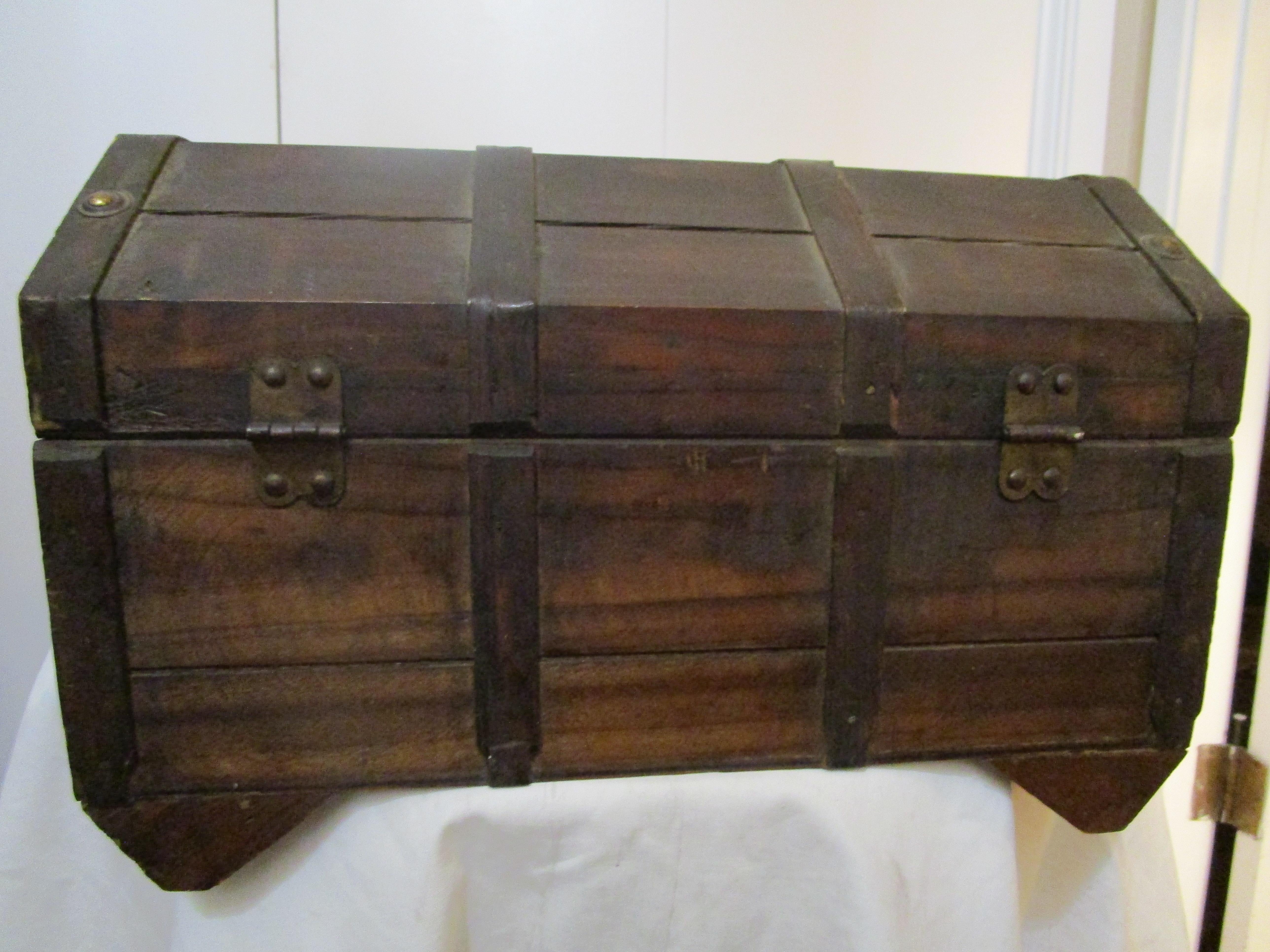 Baroque 18th Century or Earlier Brass - Iron Bound Continental Lockbox  For Sale