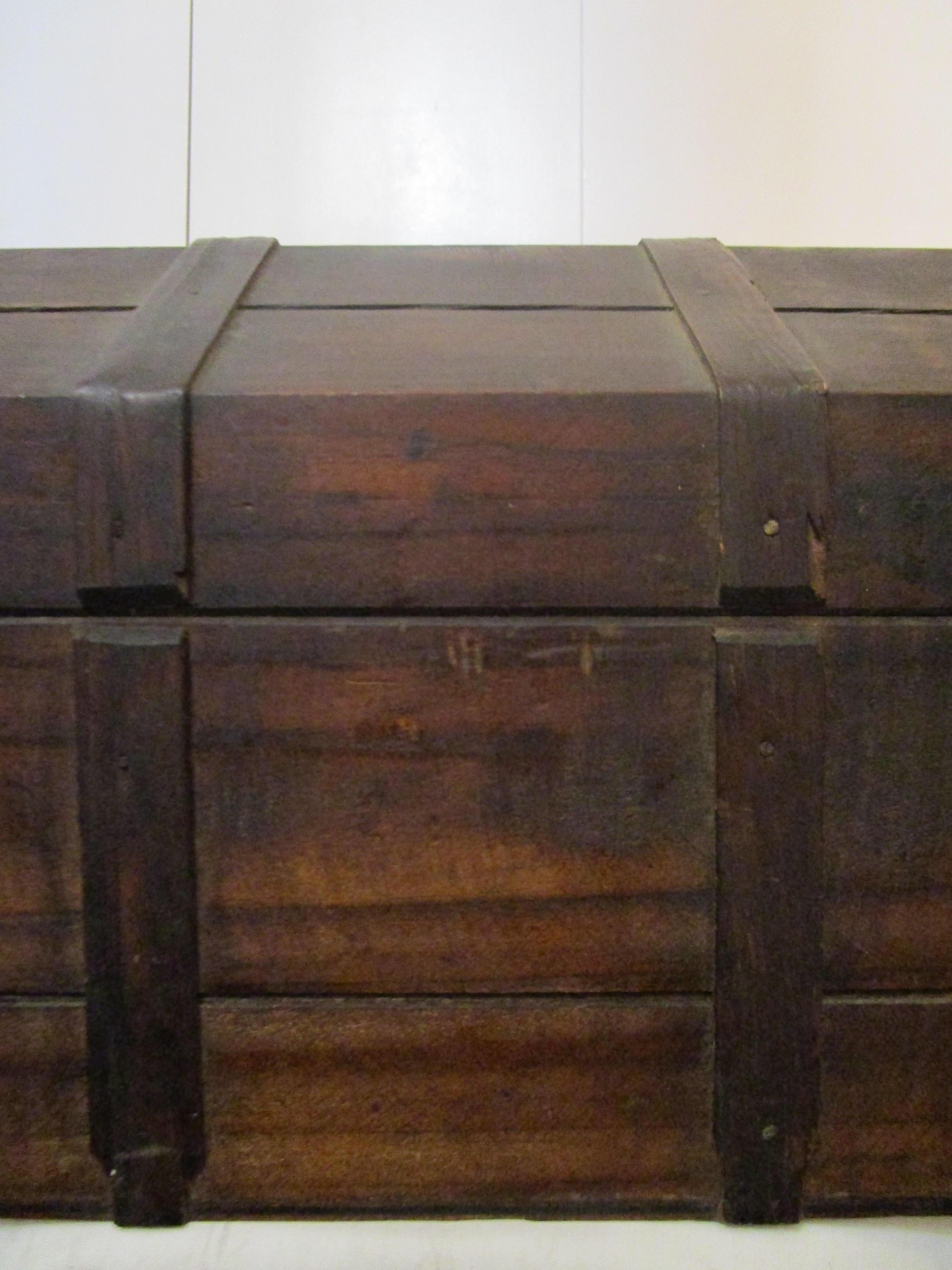 European 18th Century or Earlier Brass - Iron Bound Continental Lockbox  For Sale