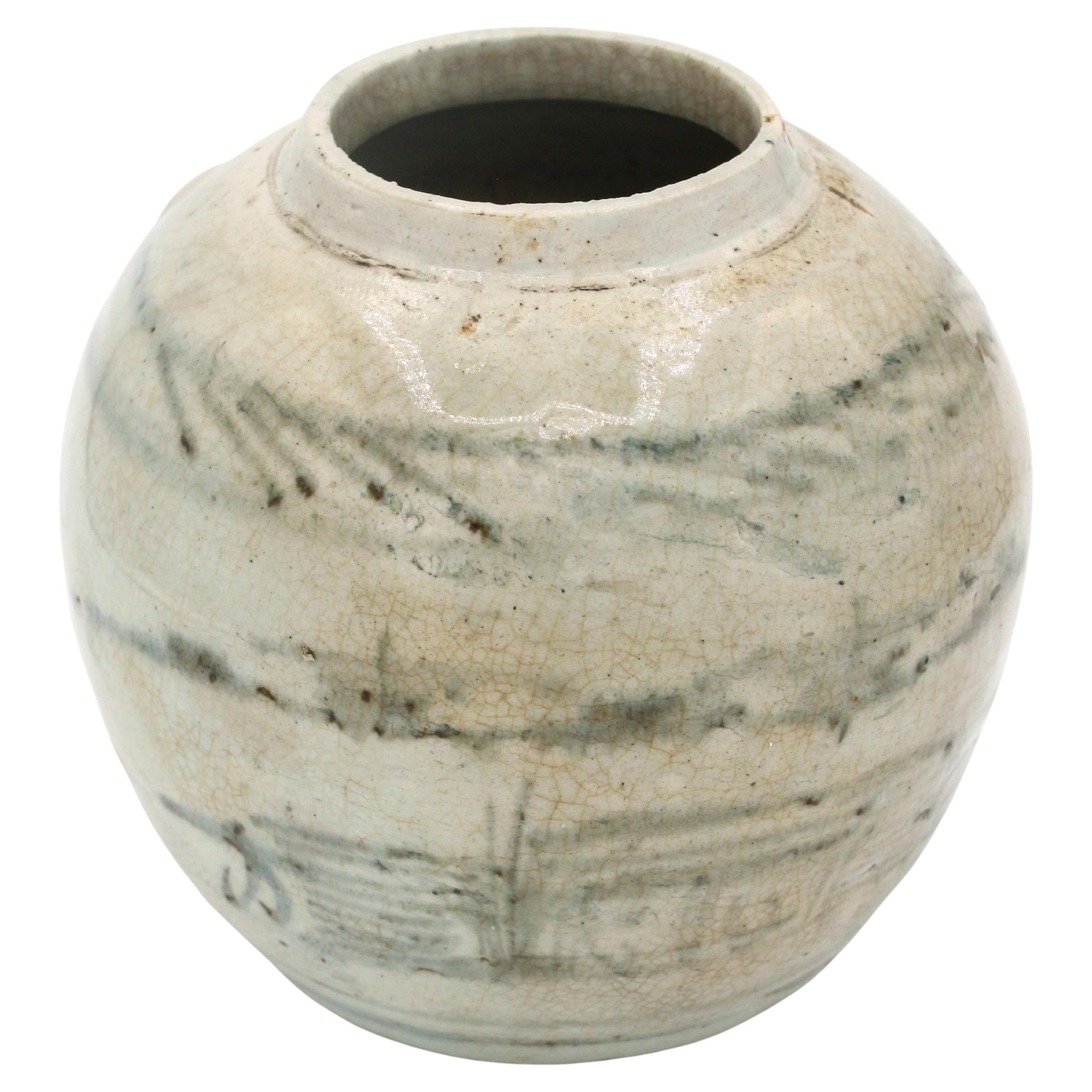 18th Century or Earlier Chinese Stoneware Ginger Jar