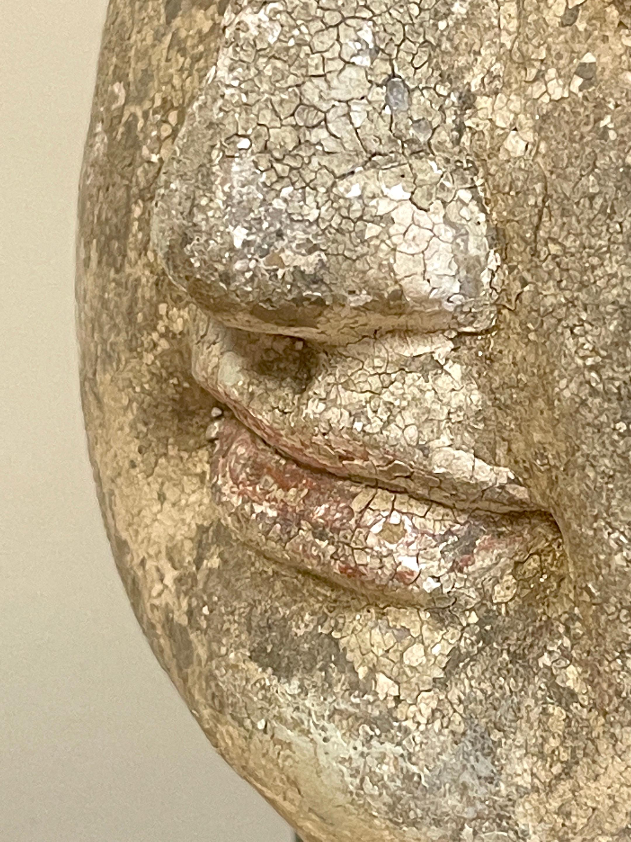 Steel Ming Dynasty Polychromed Clay & Stucco Head of Bodhisattva Guanyin