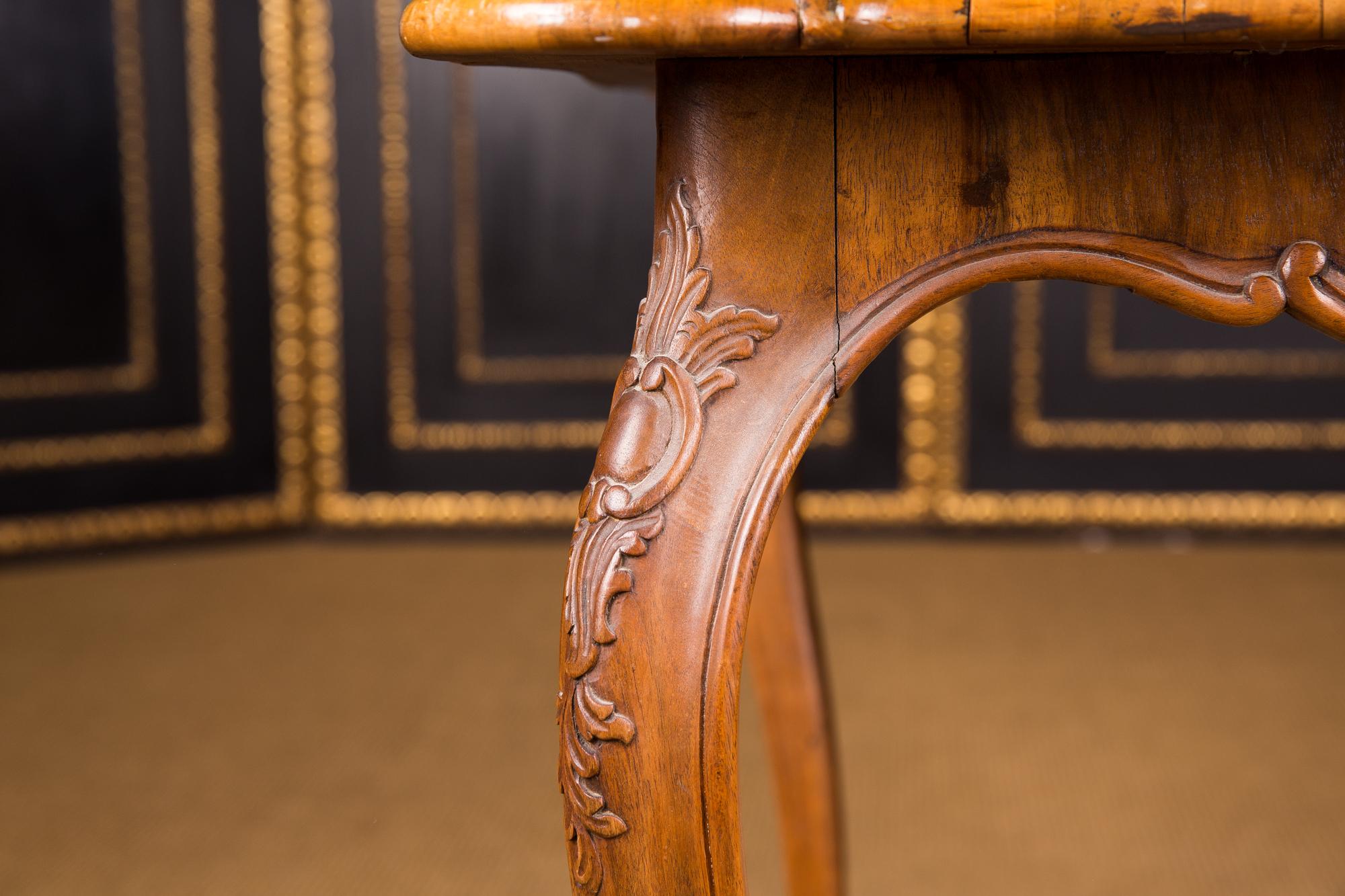 18th Century, Original Antique Baroque Table with Inlaid from Solid Walnut 6