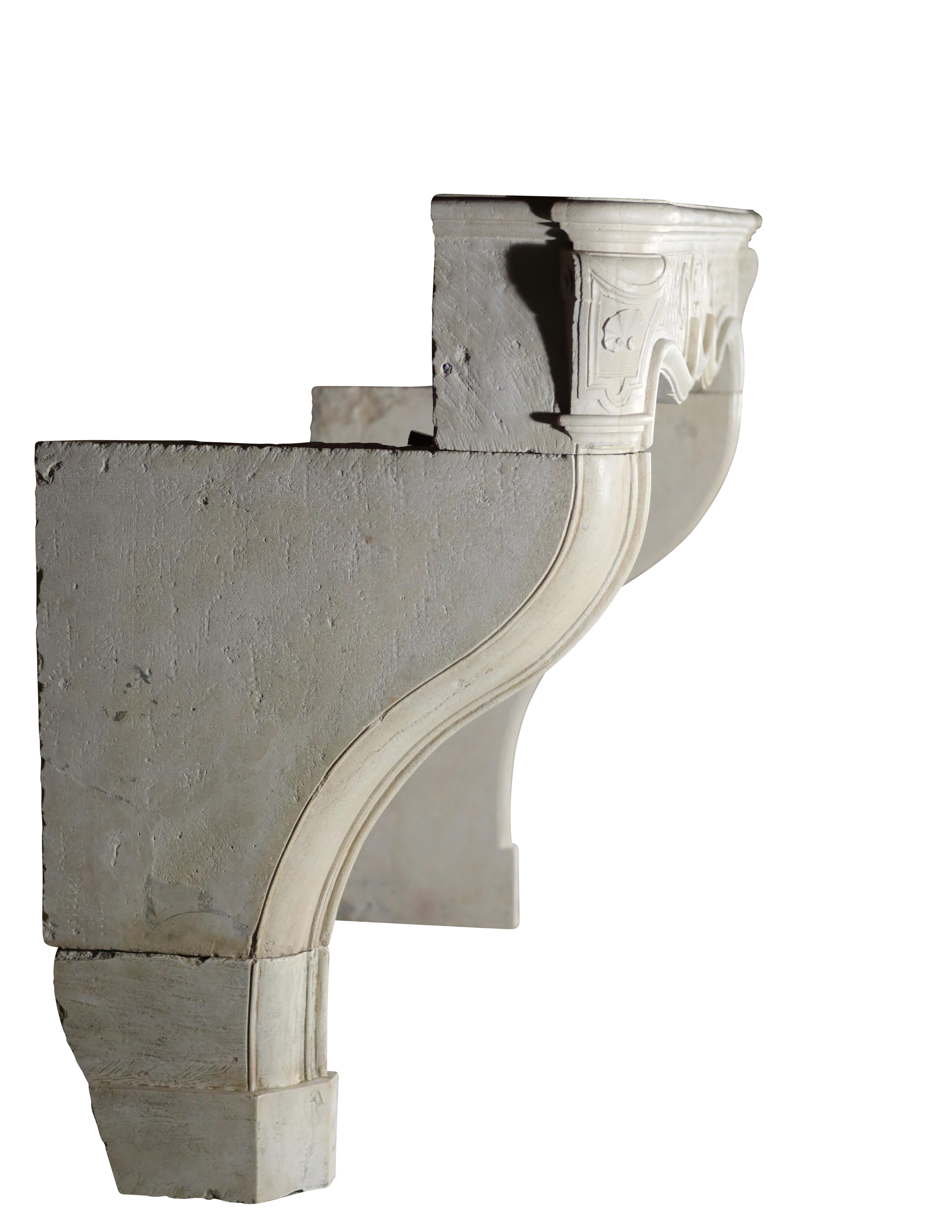 18th Century Original Antique Fireplace in Limestone For Sale 6