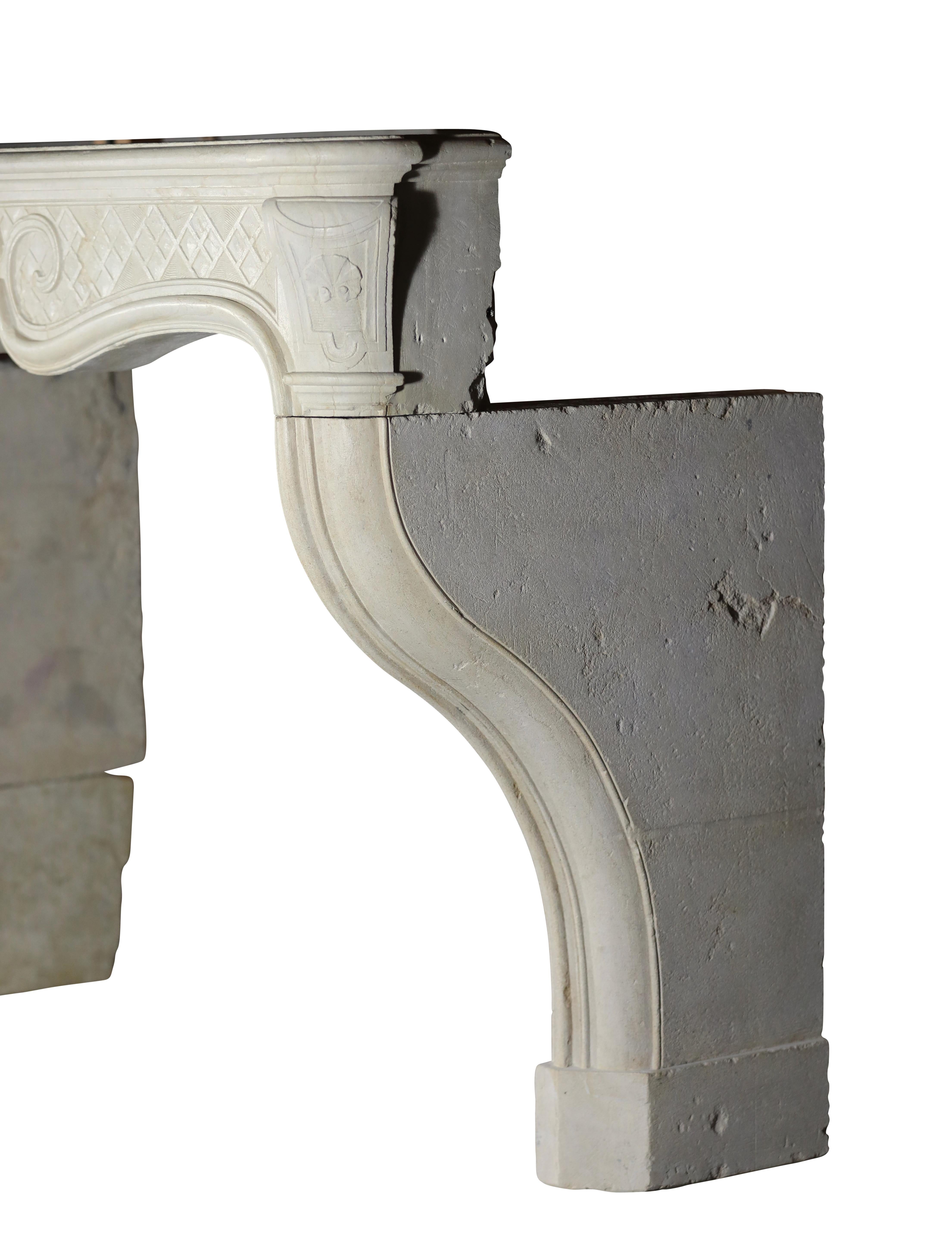 18th Century and Earlier 18th Century Original Antique Fireplace in Limestone For Sale