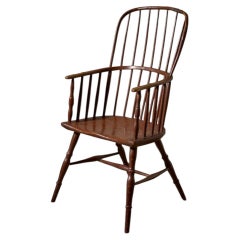 18th Century original brown painted hoop back Windsor chair