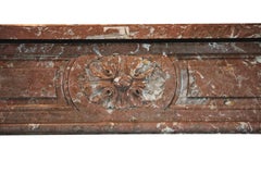 18th Century Original Extra Wide Antique Fireplace Surround in Red Marble