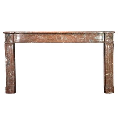 18th Century Original Extra Wide Antique Fireplace Surround in Red Marble