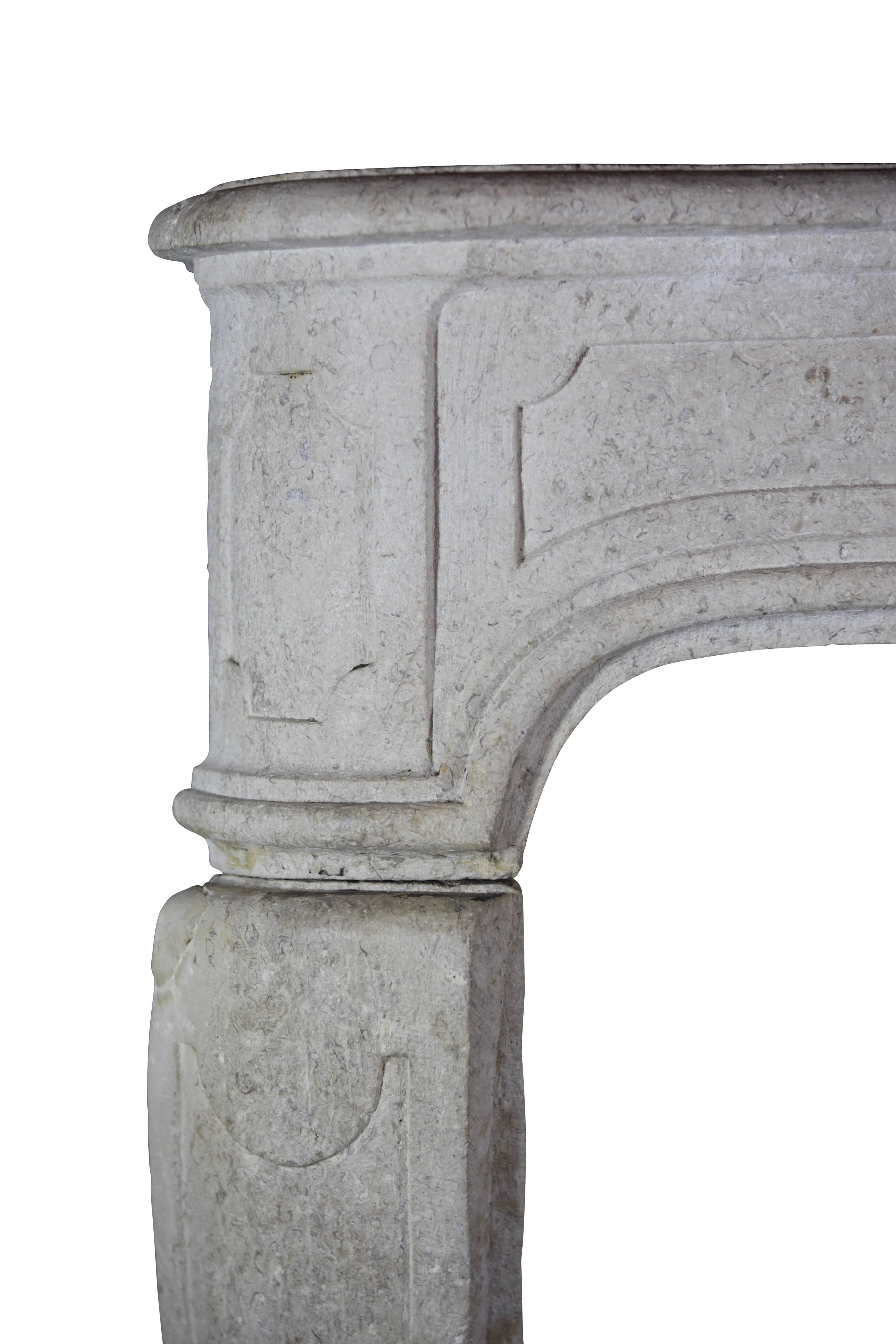 18th Century Original French Country Limestone Fireplace Surround For Sale 1
