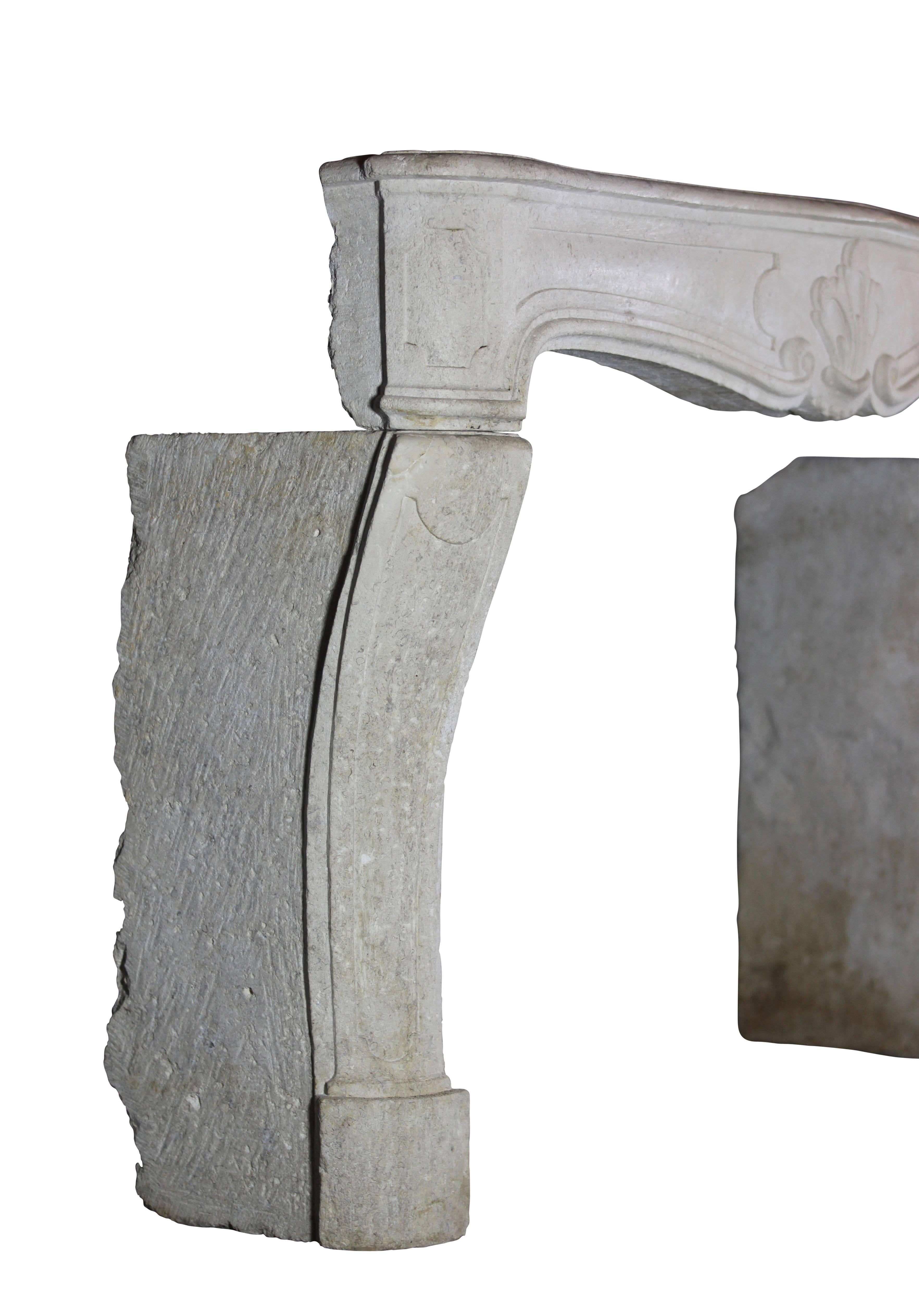 18th Century Original French Country Limestone Fireplace Surround For Sale 2