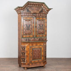 18th-Century Original Hand-Painted Swedish Dalarna Cabinet Dated 1797