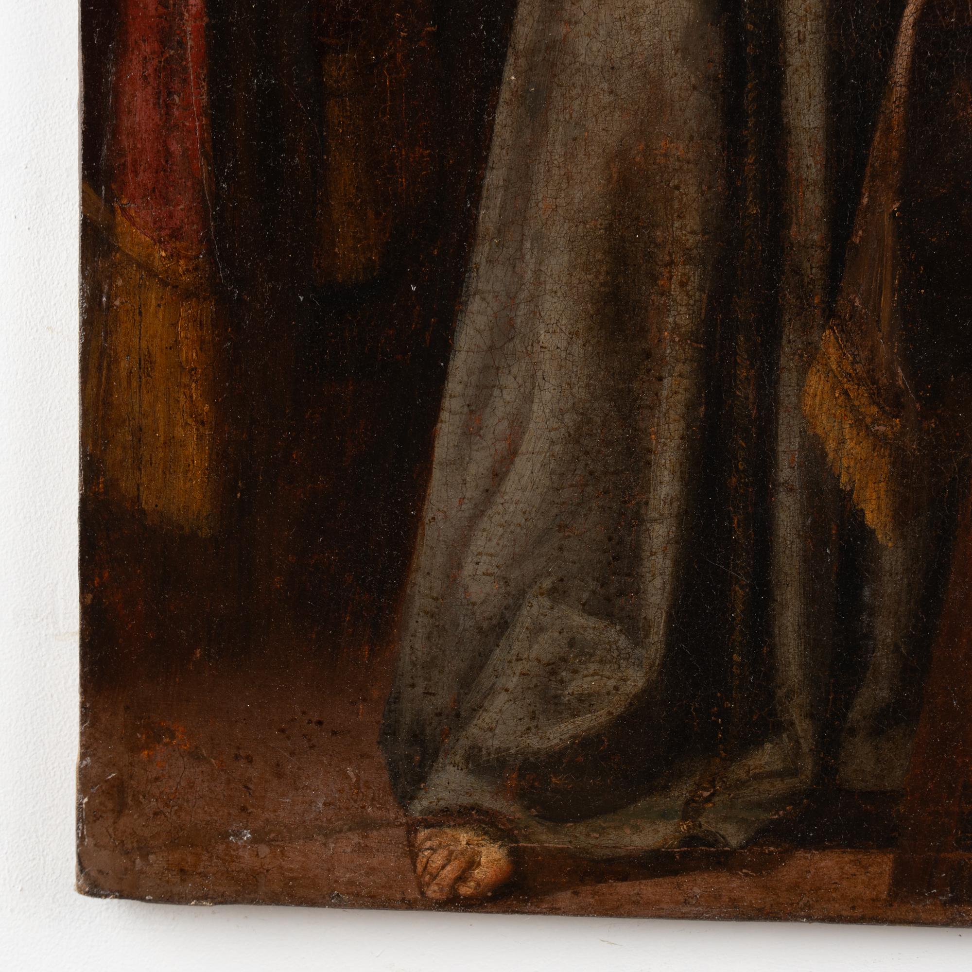 Originales Ölgemälde auf Leinwand, 18. Jahrhundert, Gemälde des Heiligen Antonius von Padua und Christus C. im Angebot 3