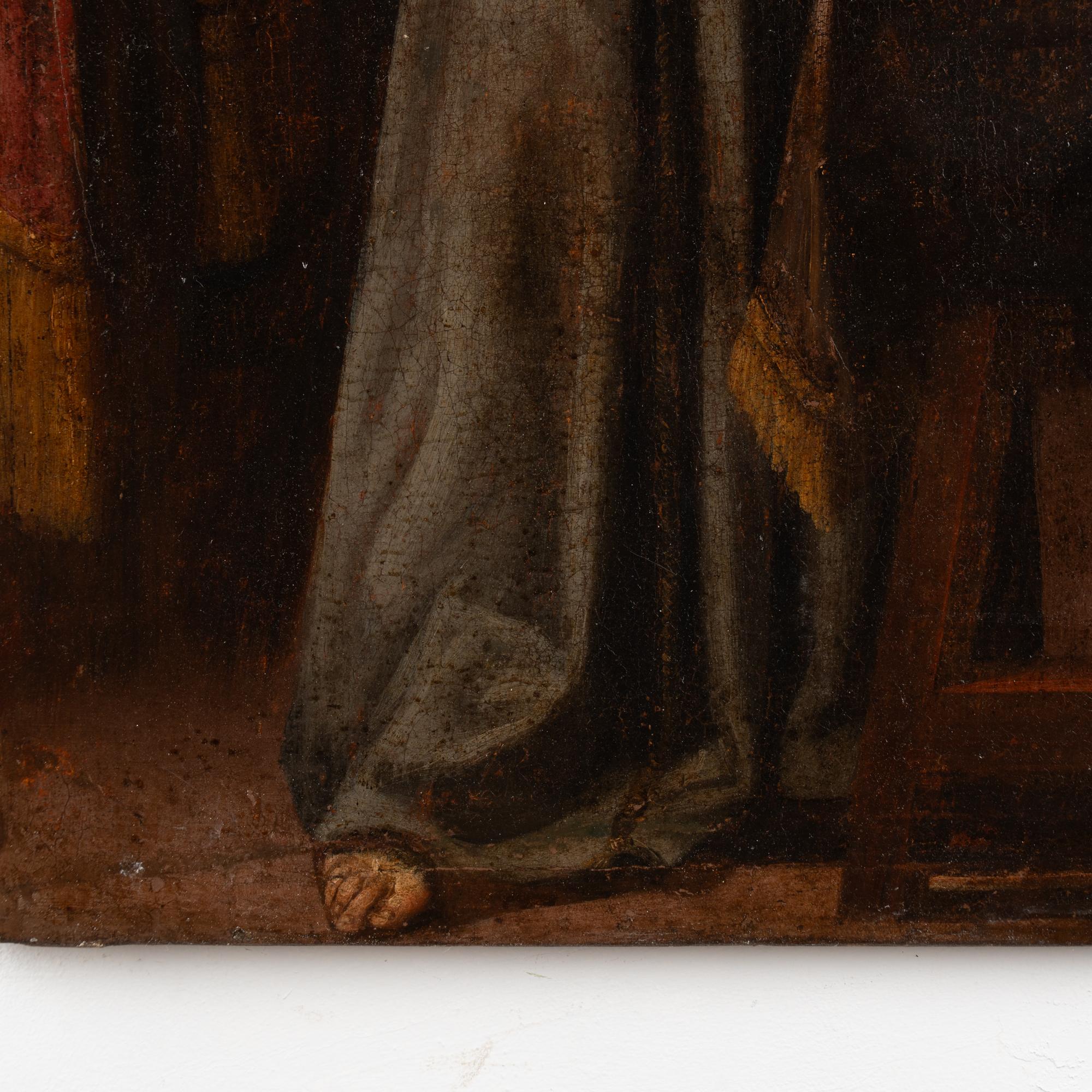 Originales Ölgemälde auf Leinwand, 18. Jahrhundert, Gemälde des Heiligen Antonius von Padua und Christus C. im Angebot 4