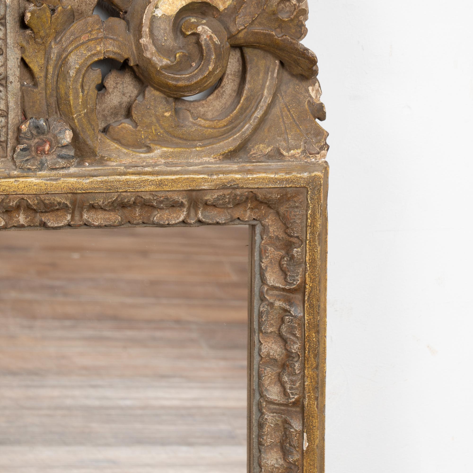 18th Century Original Painted and Carved Altarpiece Mirror from Portugal For Sale 8