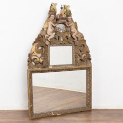 Specchio d'altare originale dipinto e intagliato del XVIII secolo proveniente dal Portogallo