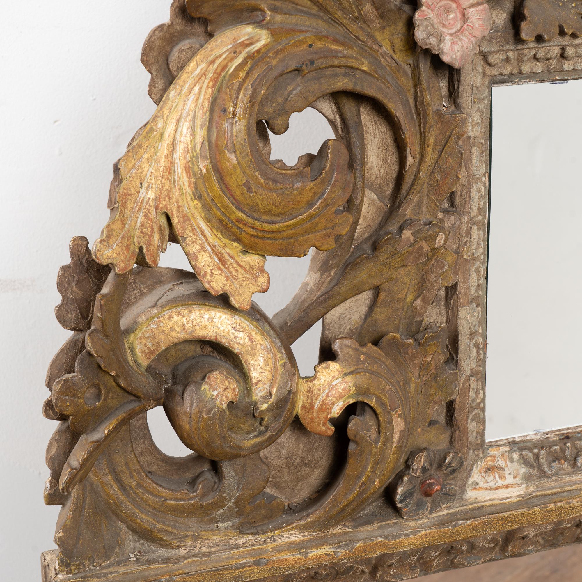 18th Century Original Painted and Carved Altarpiece Mirror from Portugal For Sale 3