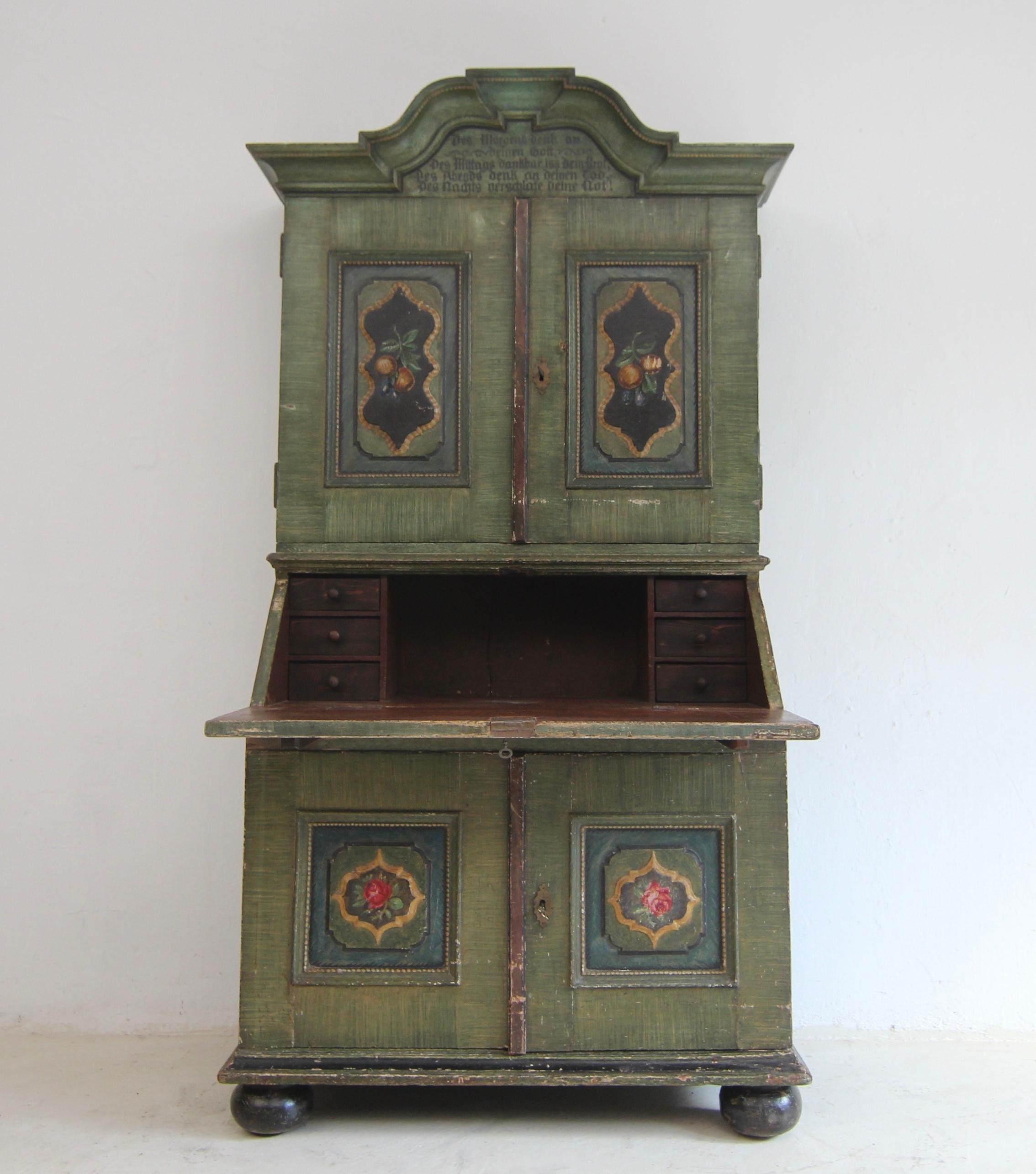 18th Century Original Painted Baroque Secretary For Sale 6