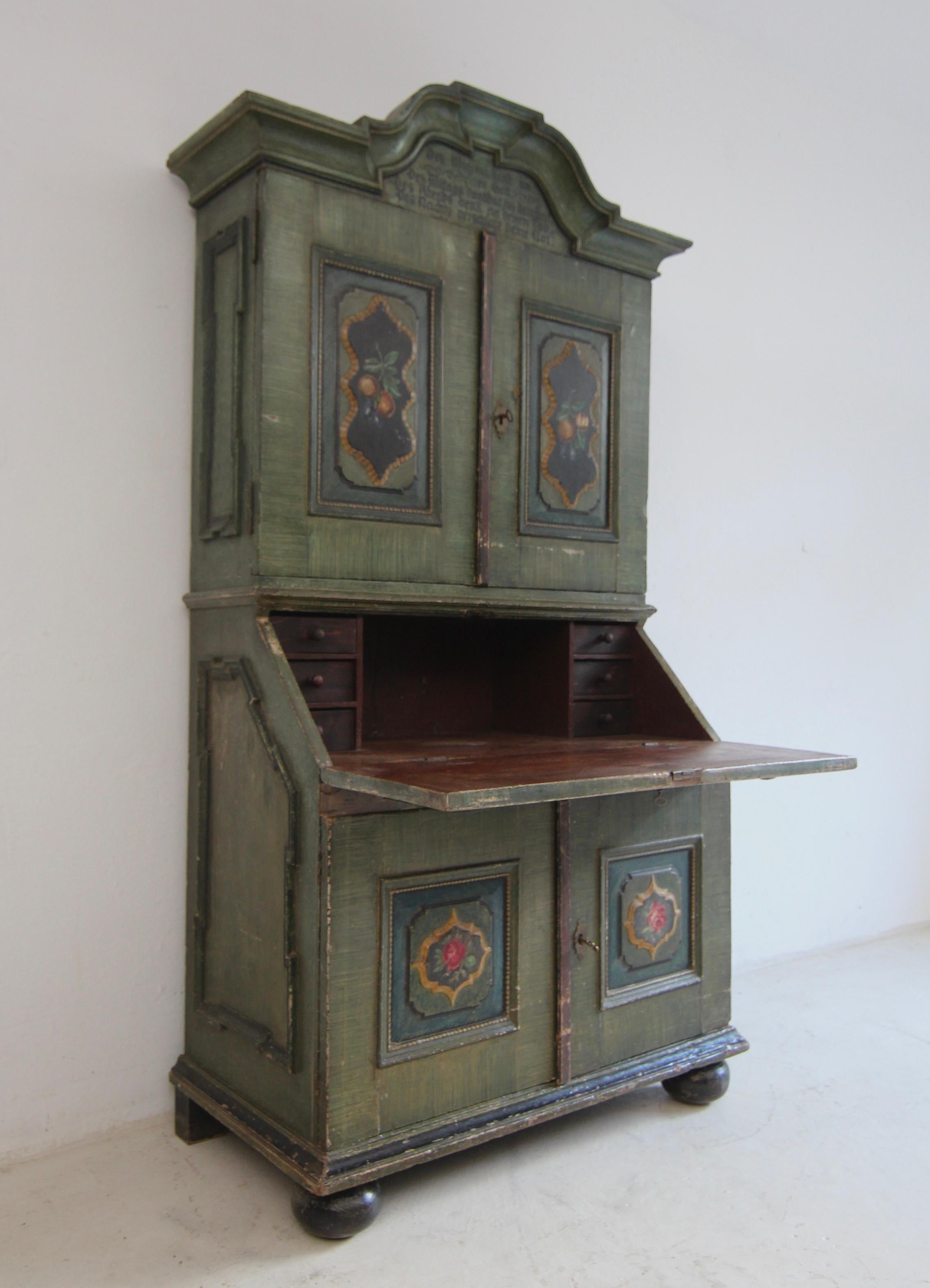 18th Century Original Painted Baroque Secretary For Sale 7
