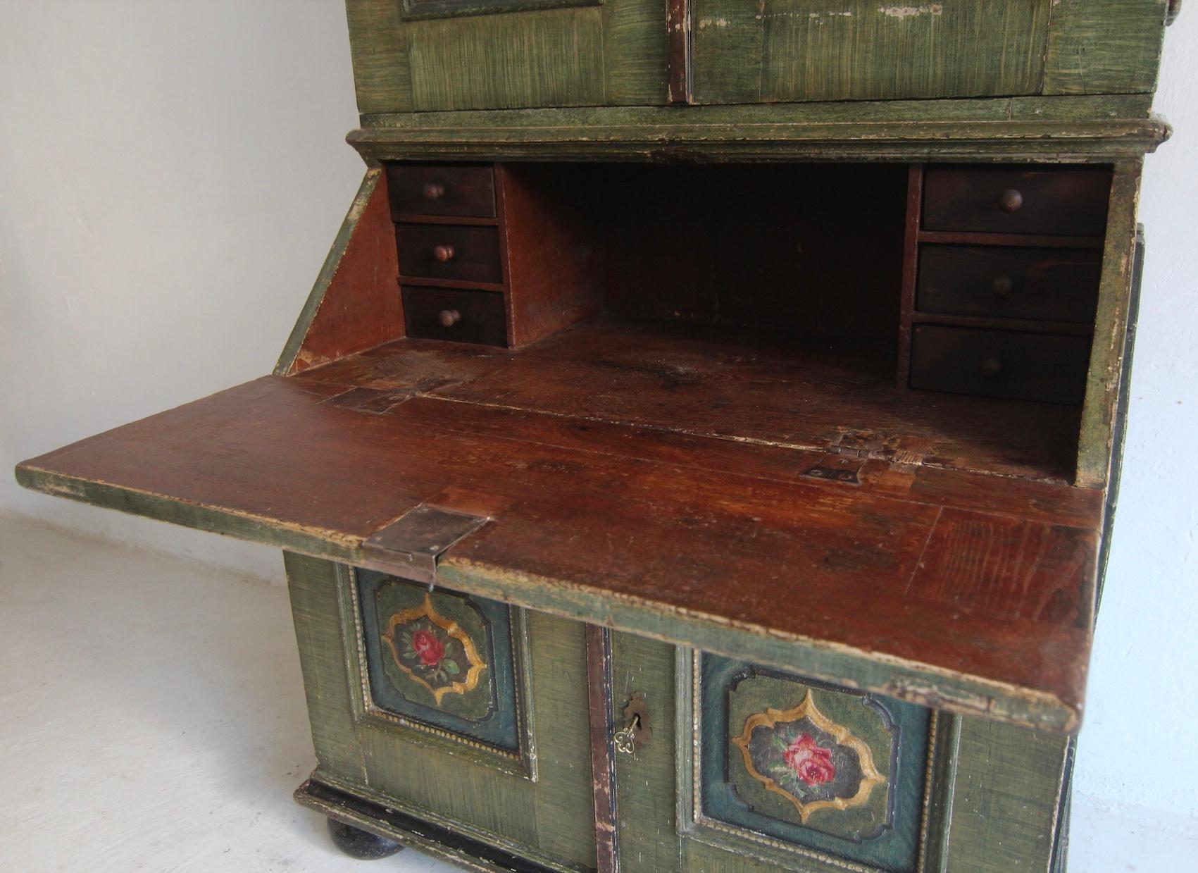 18th Century Original Painted Baroque Secretary For Sale 8