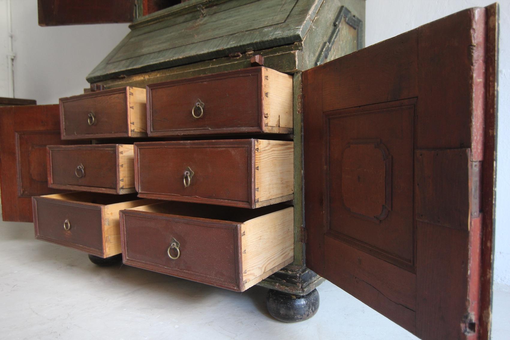 18th Century Original Painted Baroque Secretary For Sale 12