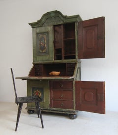 18th Century Original Painted Baroque Secretary