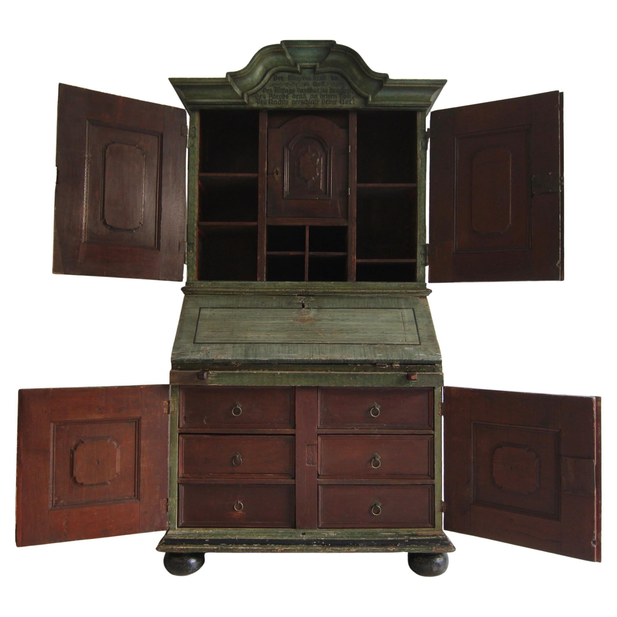 German 18th Century Original Painted Baroque Secretary For Sale