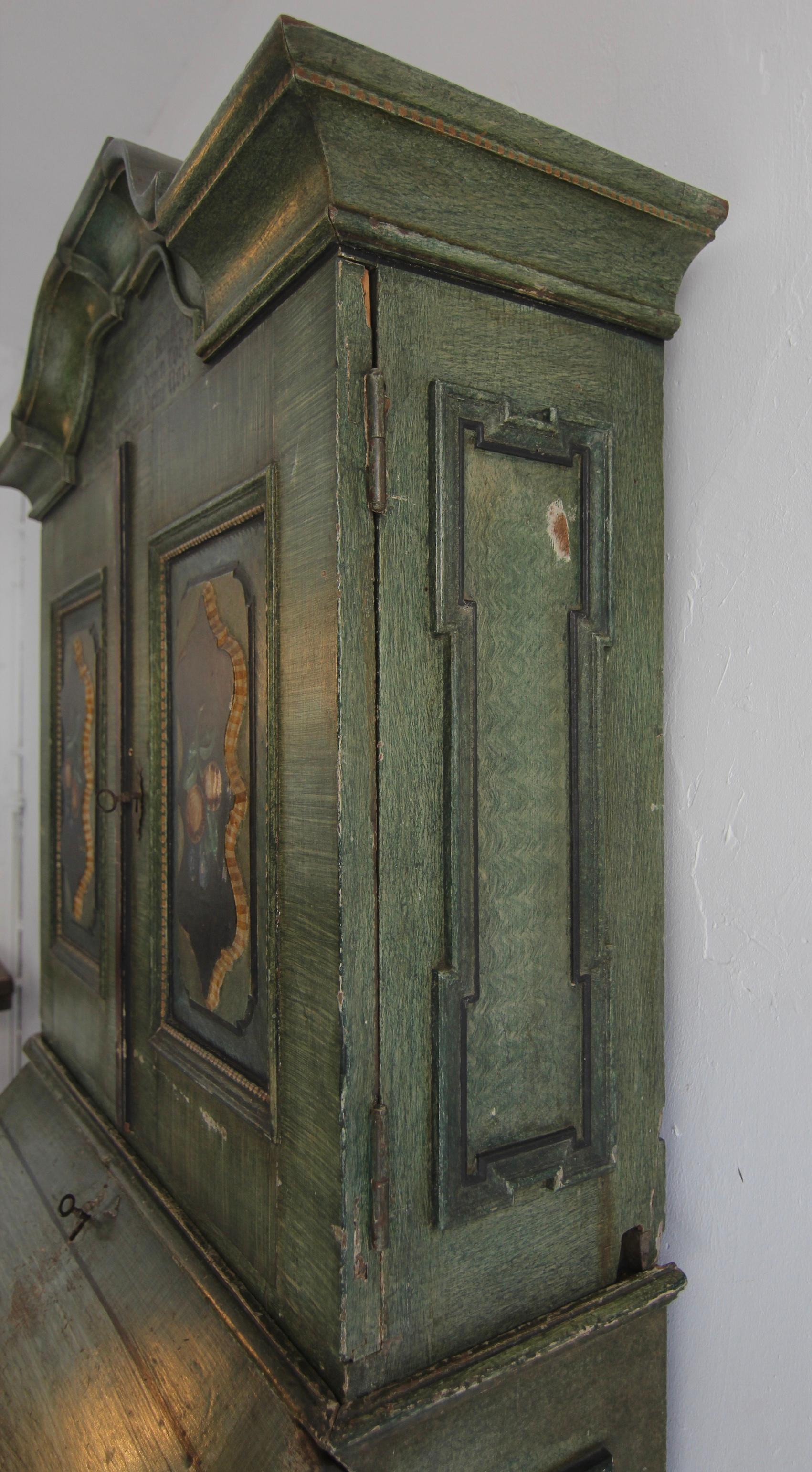 18th Century Original Painted Baroque Secretary For Sale 1