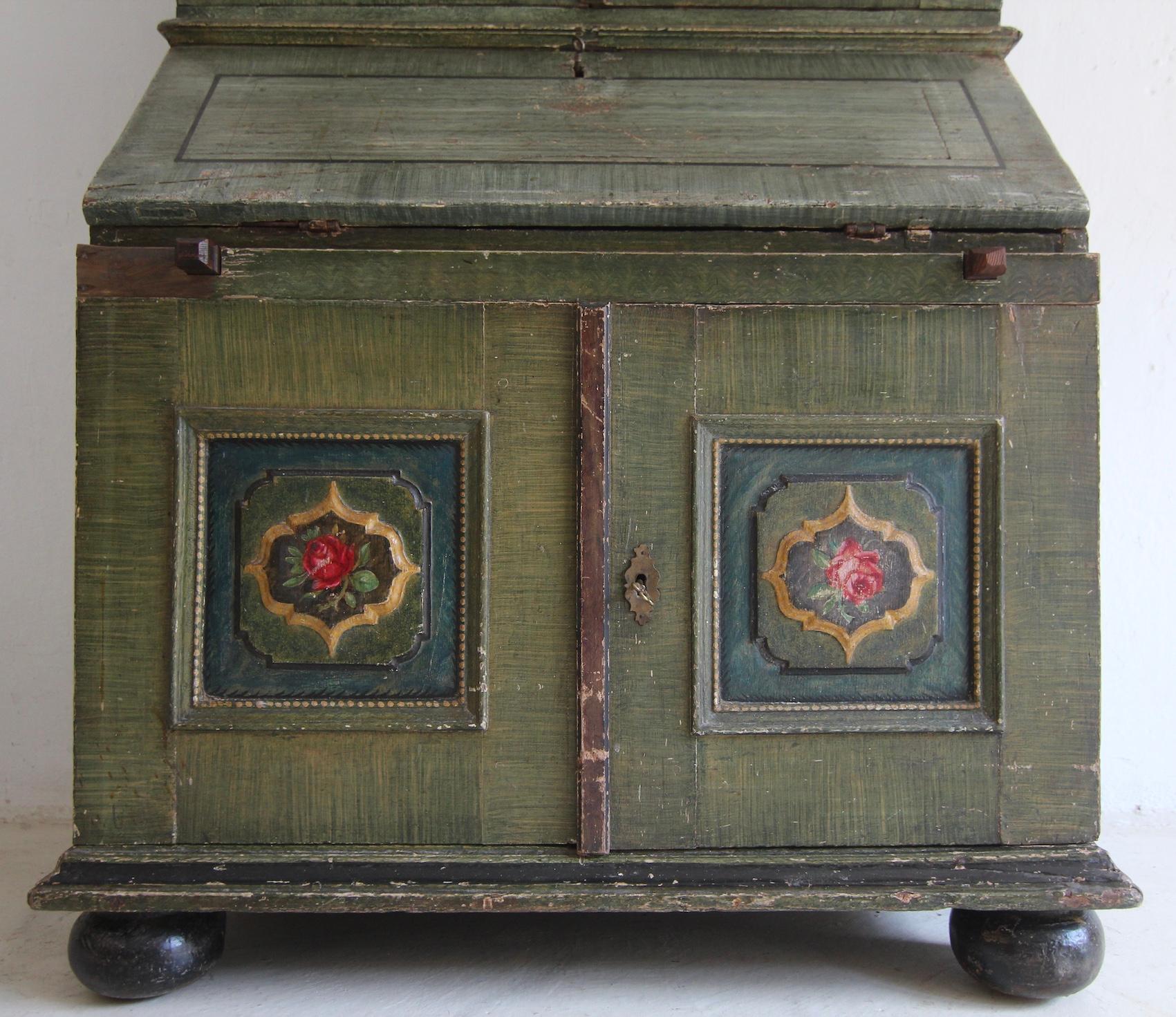 18th Century Original Painted Baroque Secretary For Sale 2