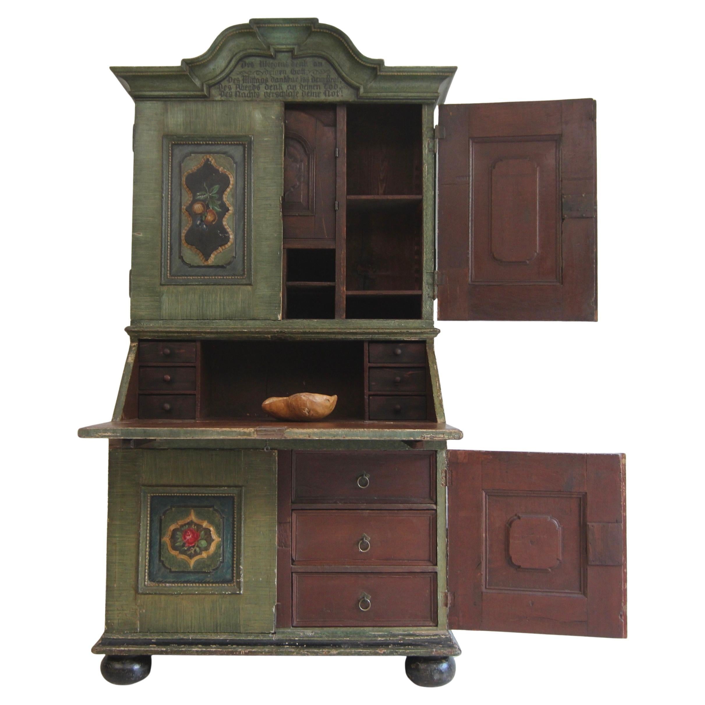18th Century Original Painted Baroque Secretary For Sale