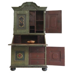 18th Century Original Painted Baroque Secretary