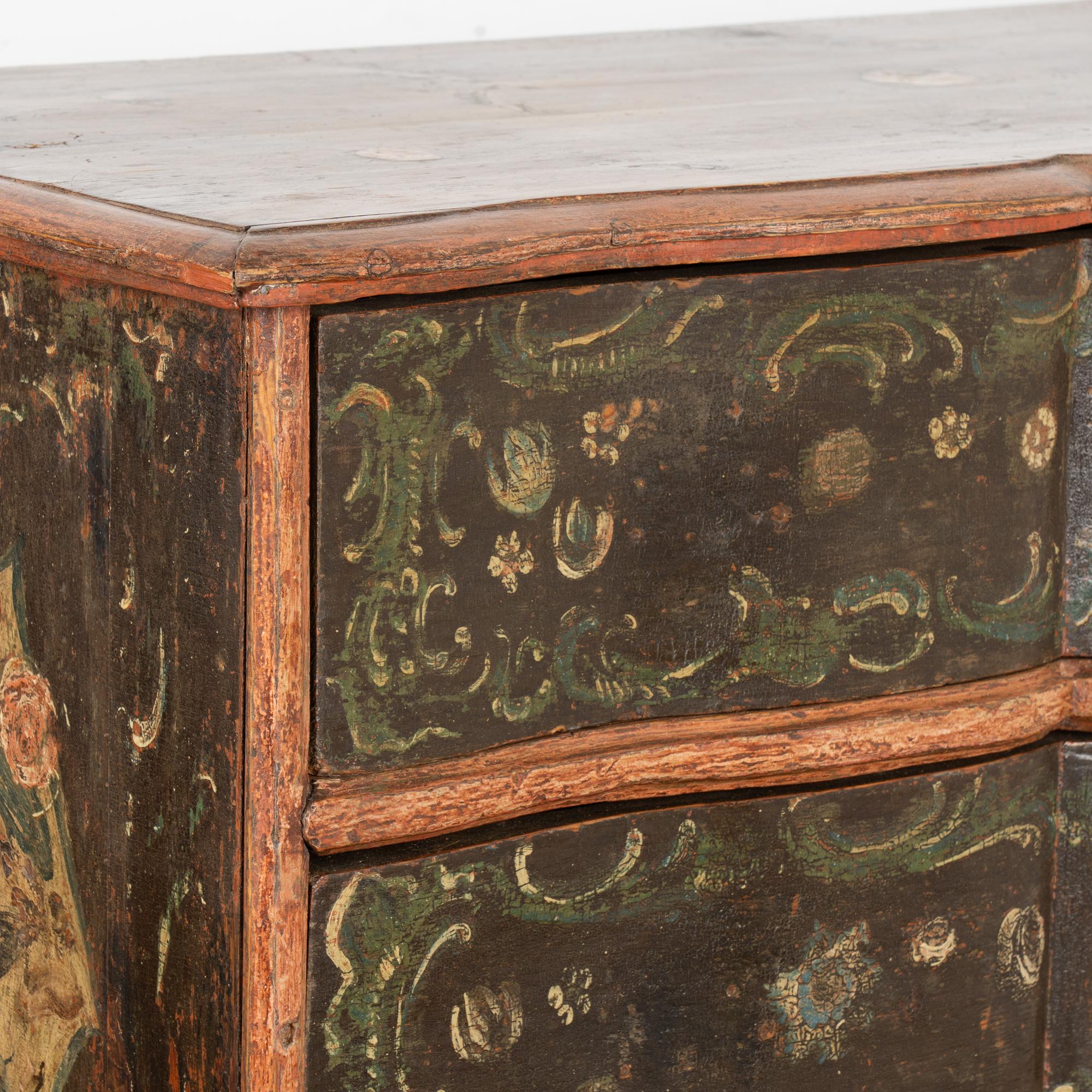 18th Century Original Painted Large Pine Chest of Four Drawers, Denmark For Sale 2