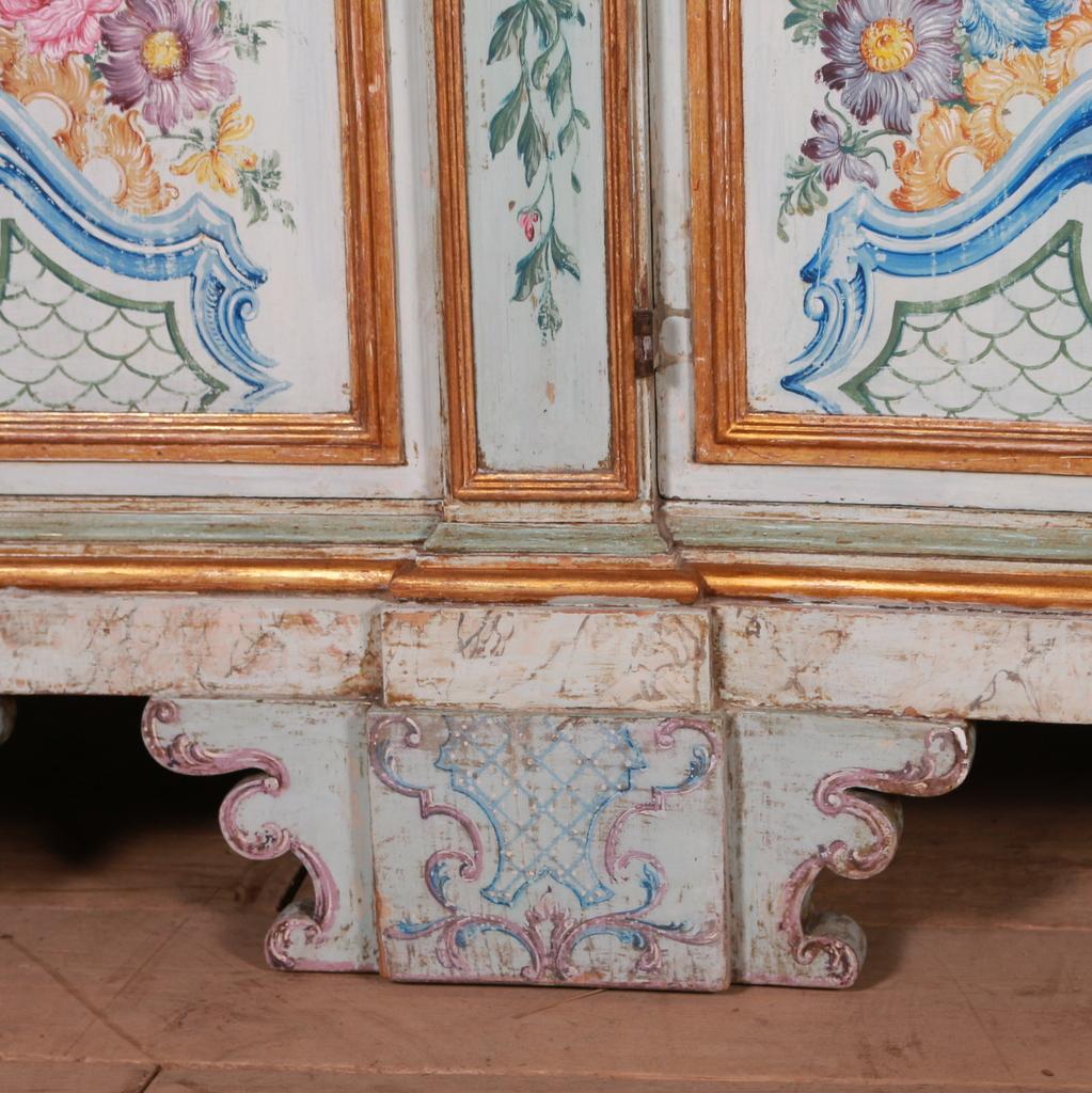 Oak 18th Century Original Painted Serpentine Front Italian Credenza / Sideboard