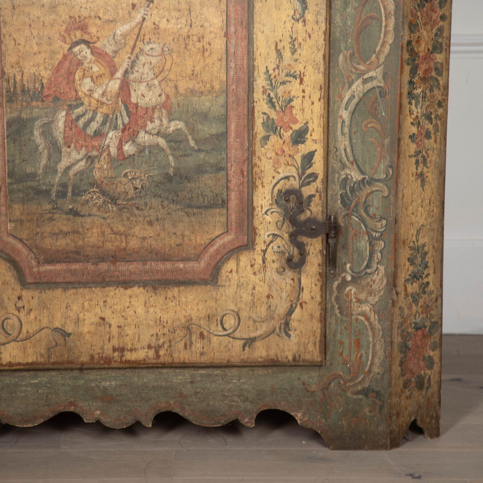 18th Century Original Painted Tyrolean Cupboard For Sale 6