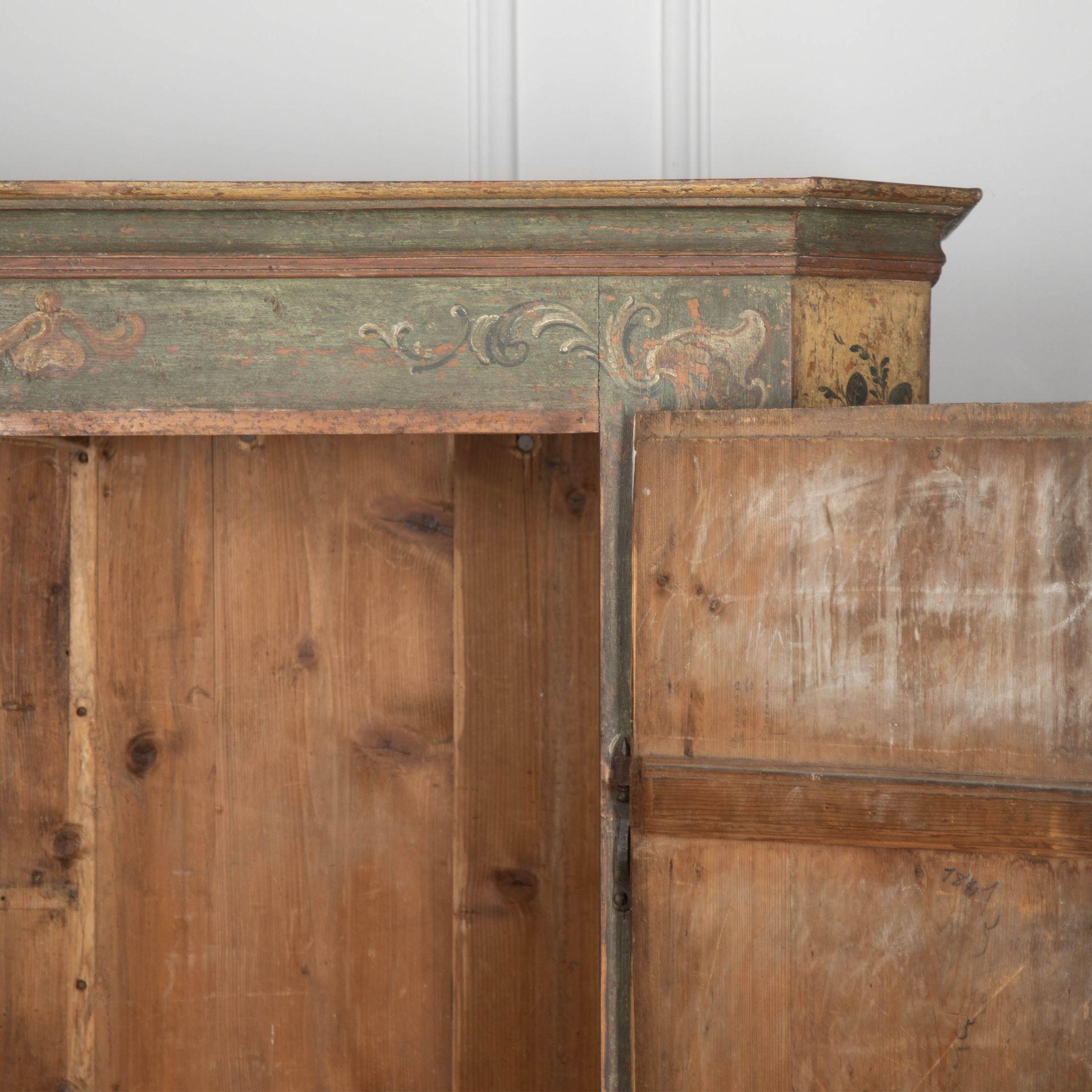 18th Century Original Painted Tyrolean Cupboard For Sale 8
