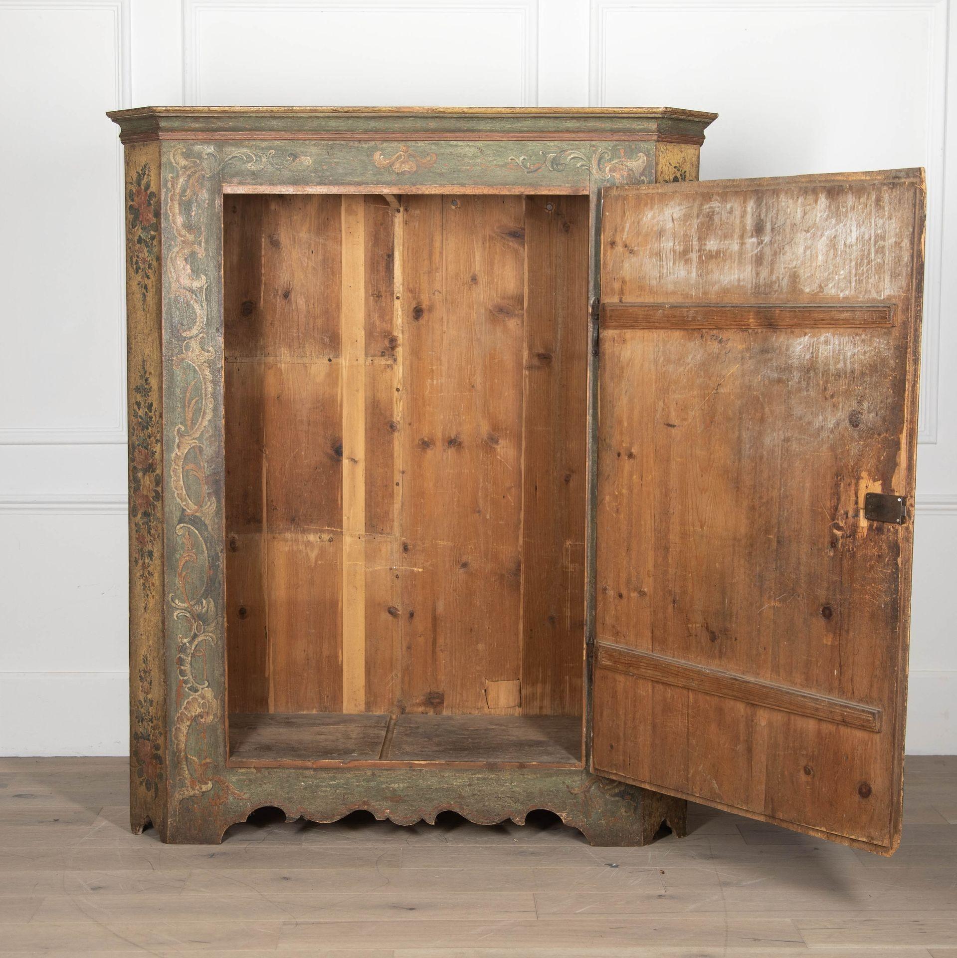 Italian 18th Century Original Painted Tyrolean Cupboard For Sale