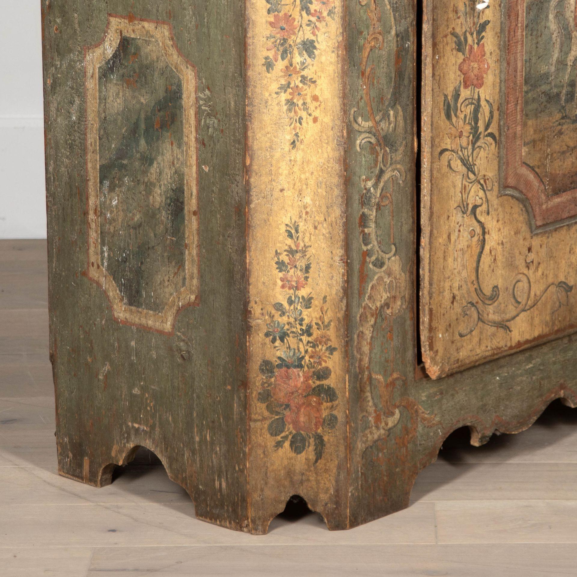 Pine 18th Century Original Painted Tyrolean Cupboard For Sale