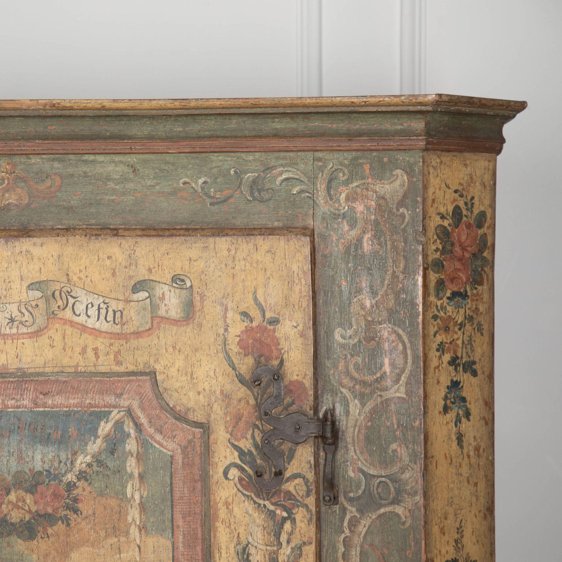 18th Century Original Painted Tyrolean Cupboard For Sale 1