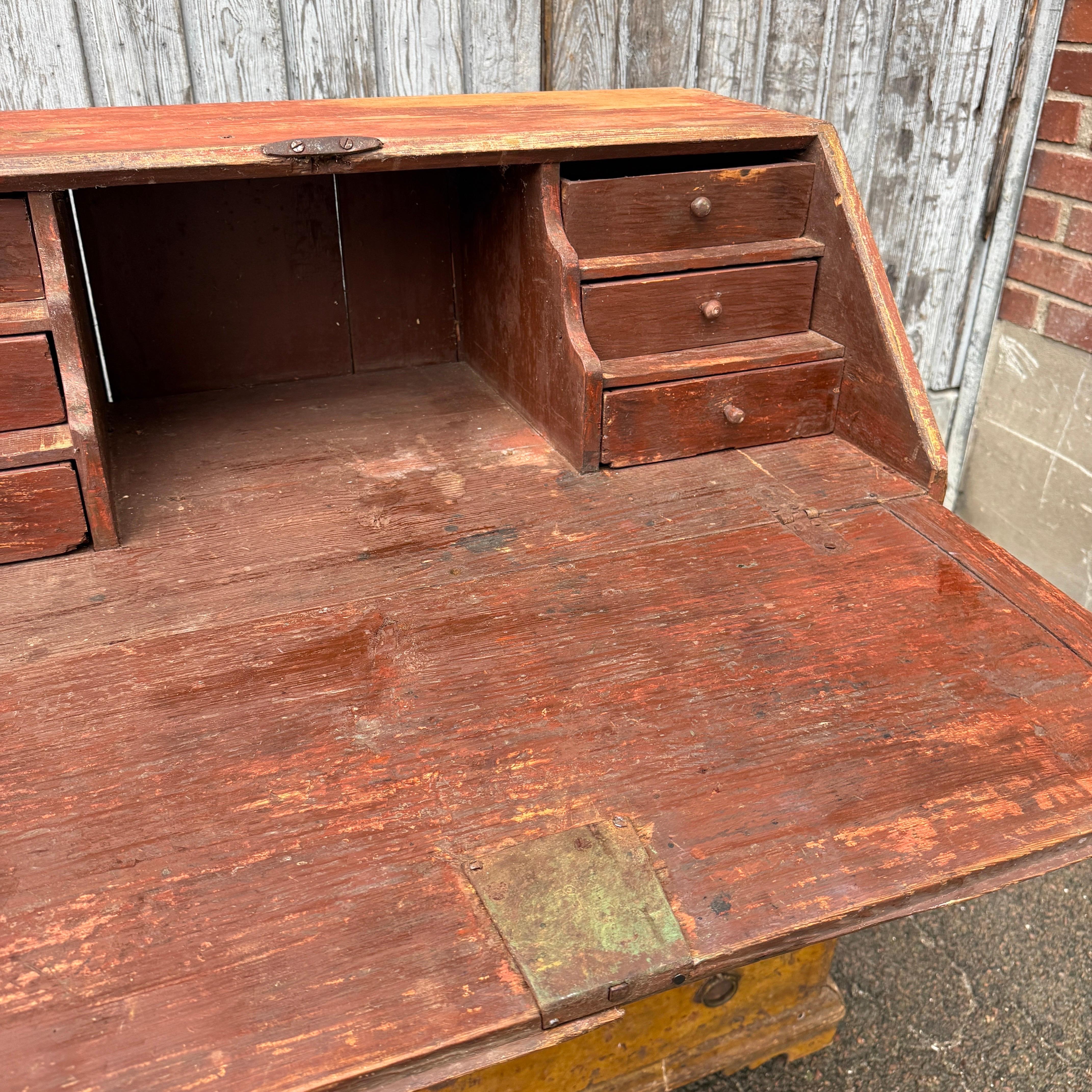18. Jahrhundert Original bemalter Schreibtisch Sekretär, Schweden im Angebot 2