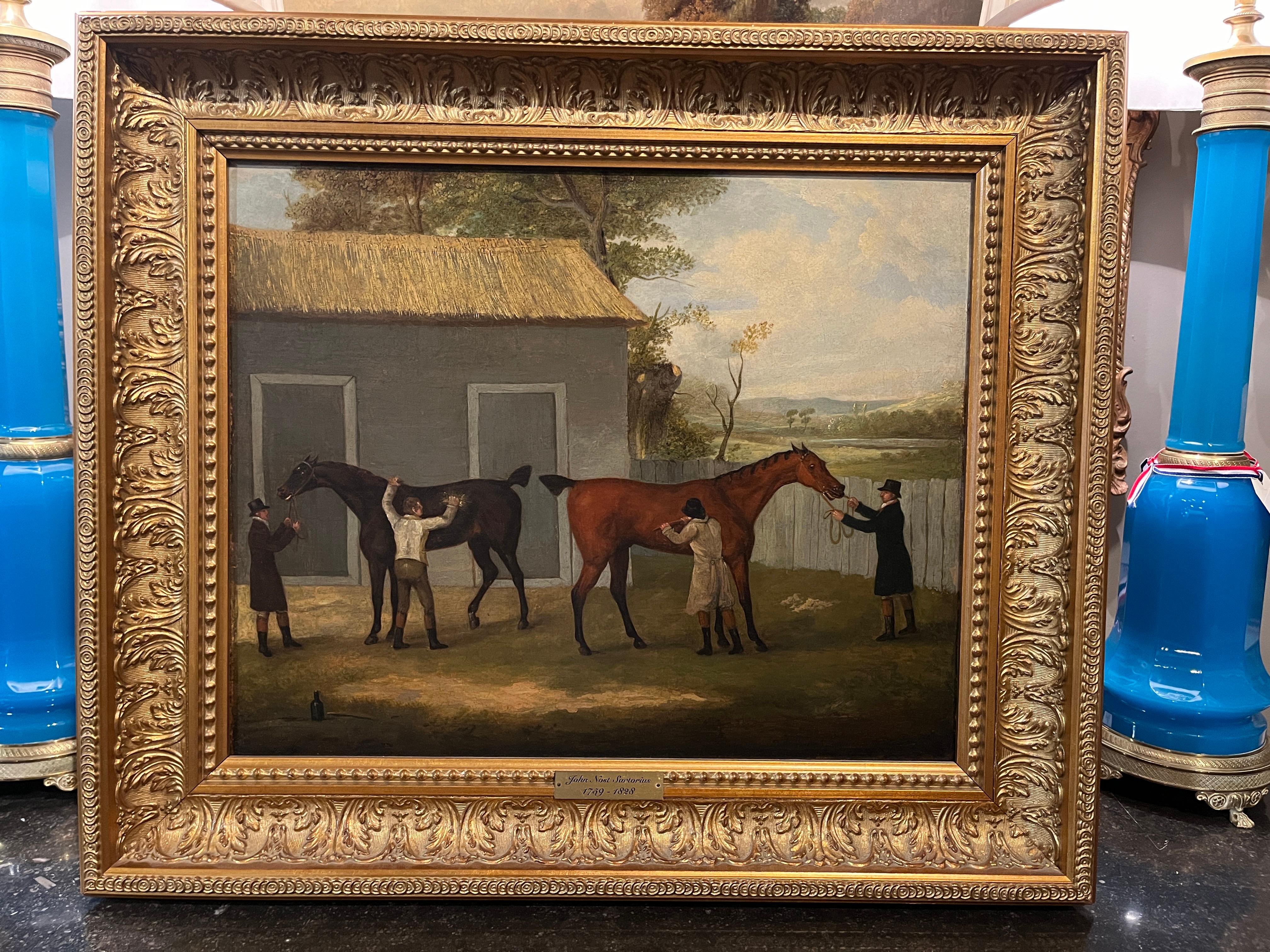 Sporting Art Peinture originale du 18e siècle de John Nost Sartorius « Care for the Horses » en vente