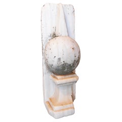 Vintage 18th Century Original White Marble Carved Finial