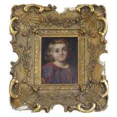 18th Century Ornate Gold Picture Frame with Portrait of Young Boy