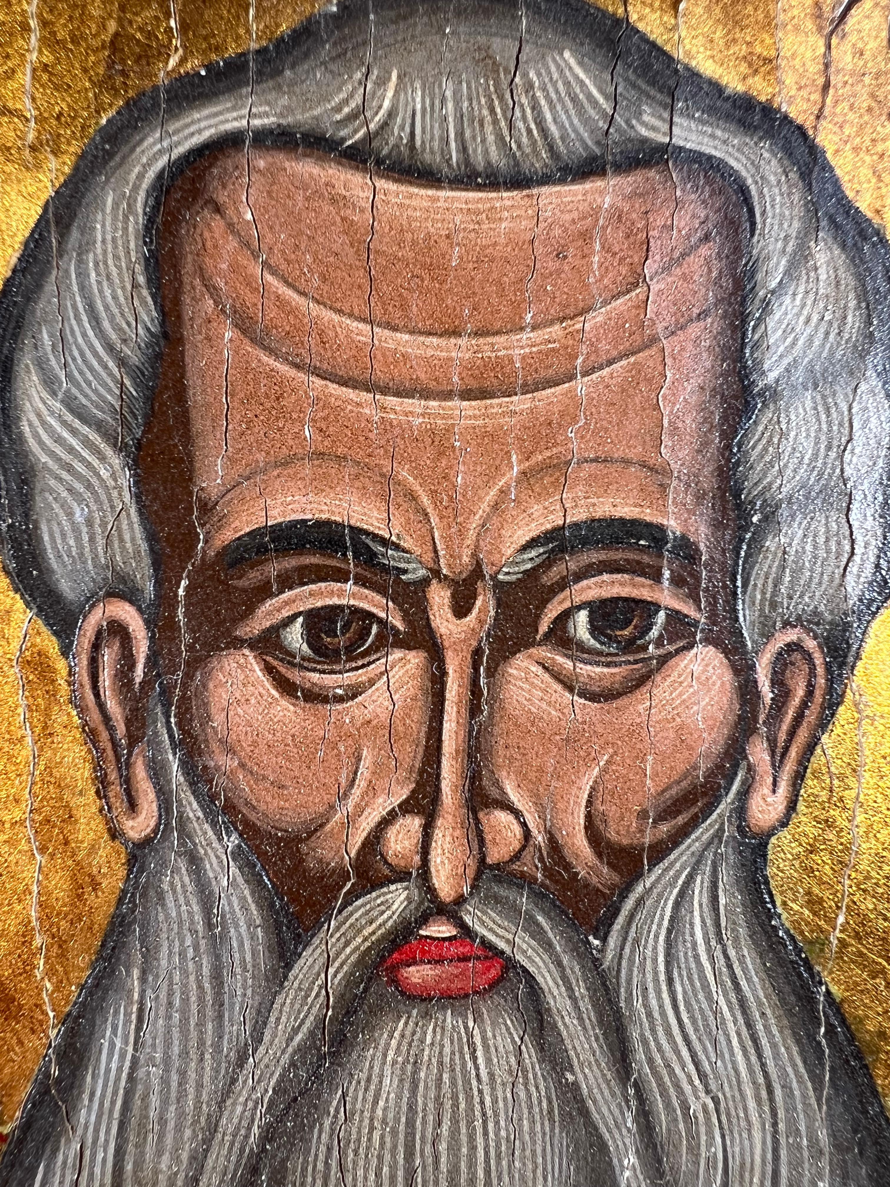 18th Century 18th-Century Orthodox Icon of Saint Athanasius of Alexandria – Hand-Painted For Sale